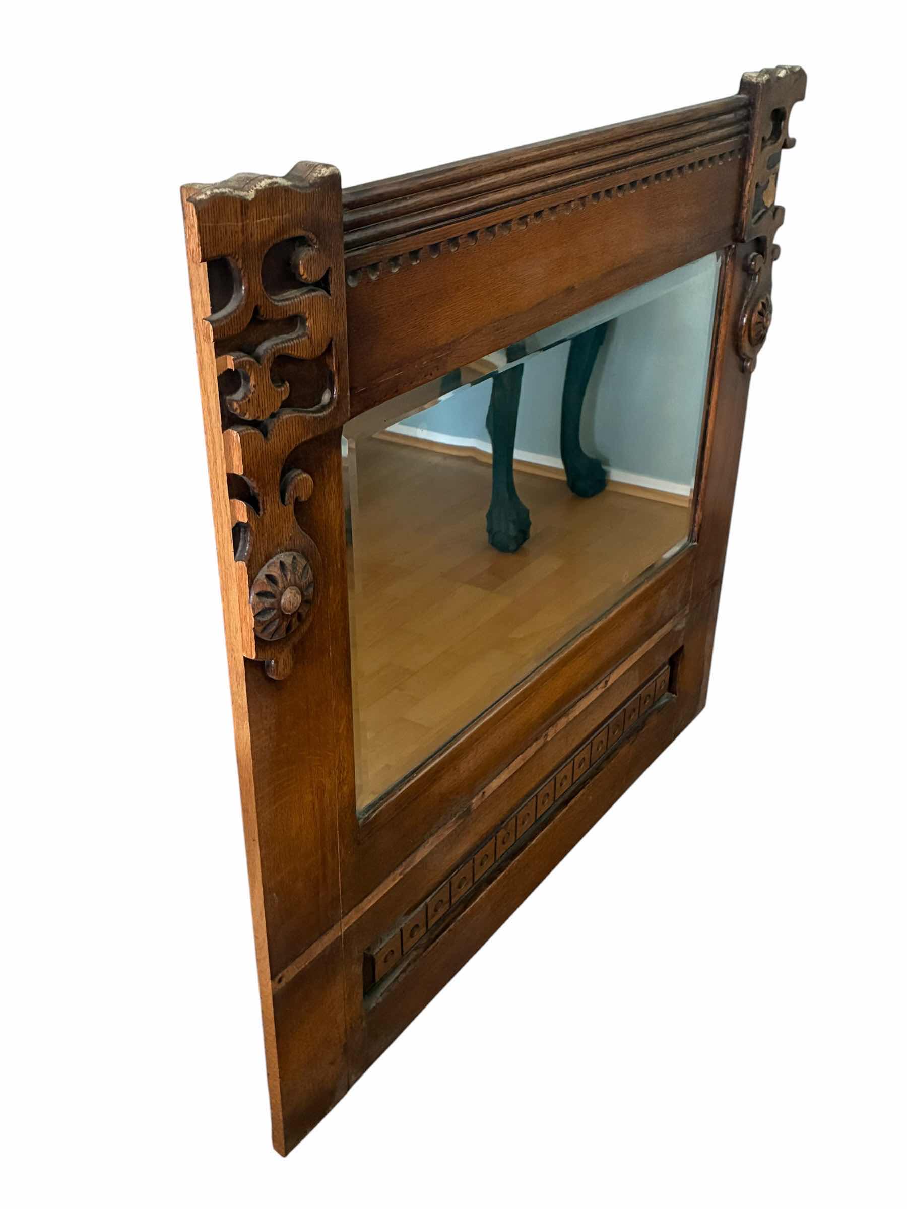 Photo 1 of ANTIQUE SOLID WOOD FRAMED MIRROR 40“ X 36“