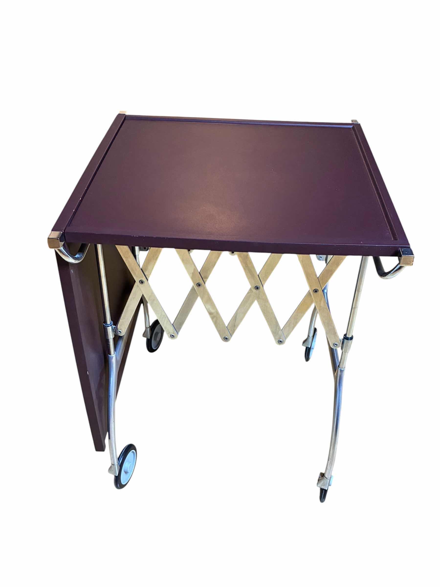 Photo 1 of KARTELL DARK PURPLE & CHROME TRANSITIONAL ROLLING TABLE 19.5“/39” X 21“ H27“