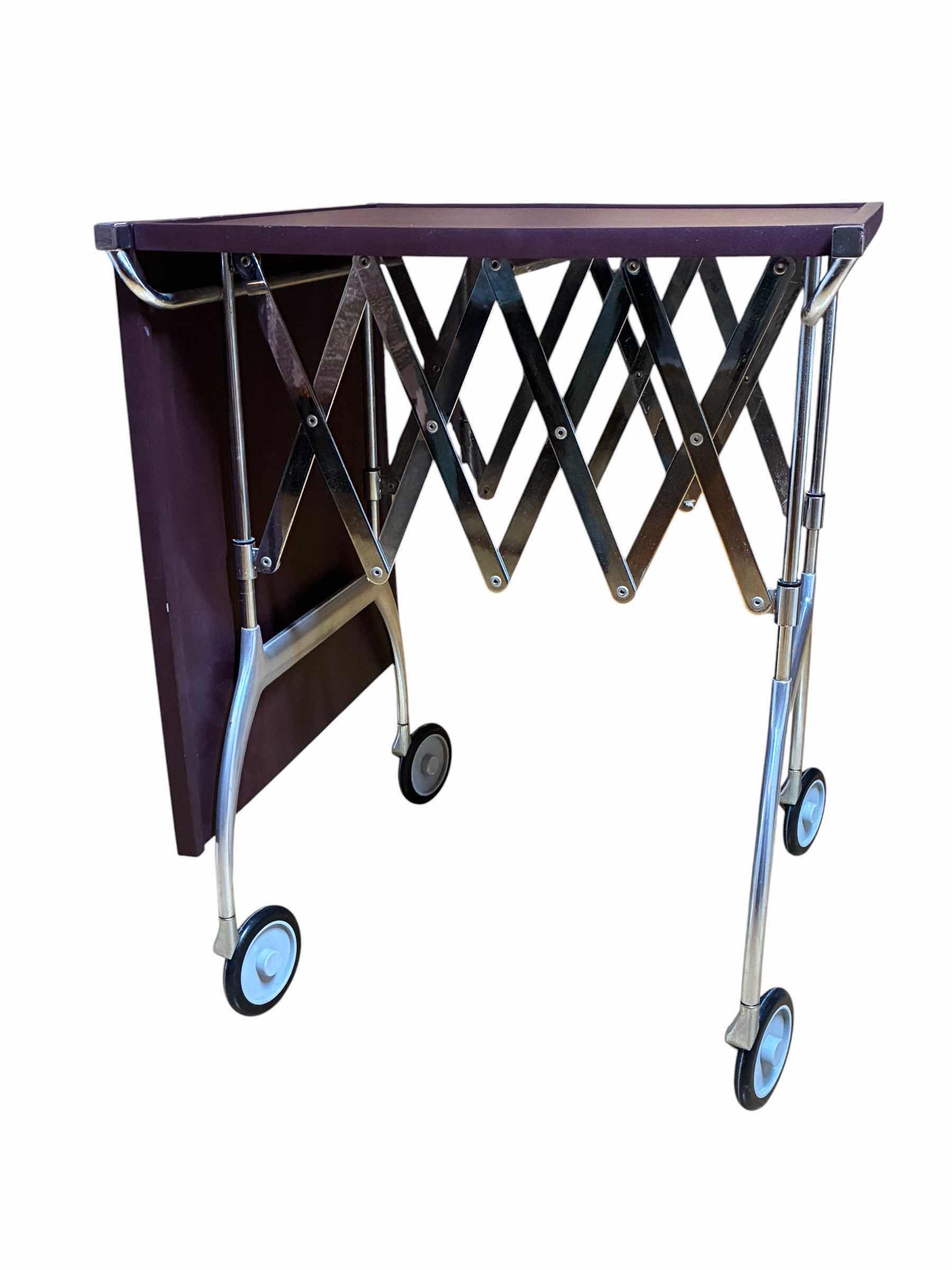 Photo 1 of KARTELL DARK PURPLE & CHROME TRANSITIONAL ROLLING TABLE 19.5“/39” X 21“ H27“