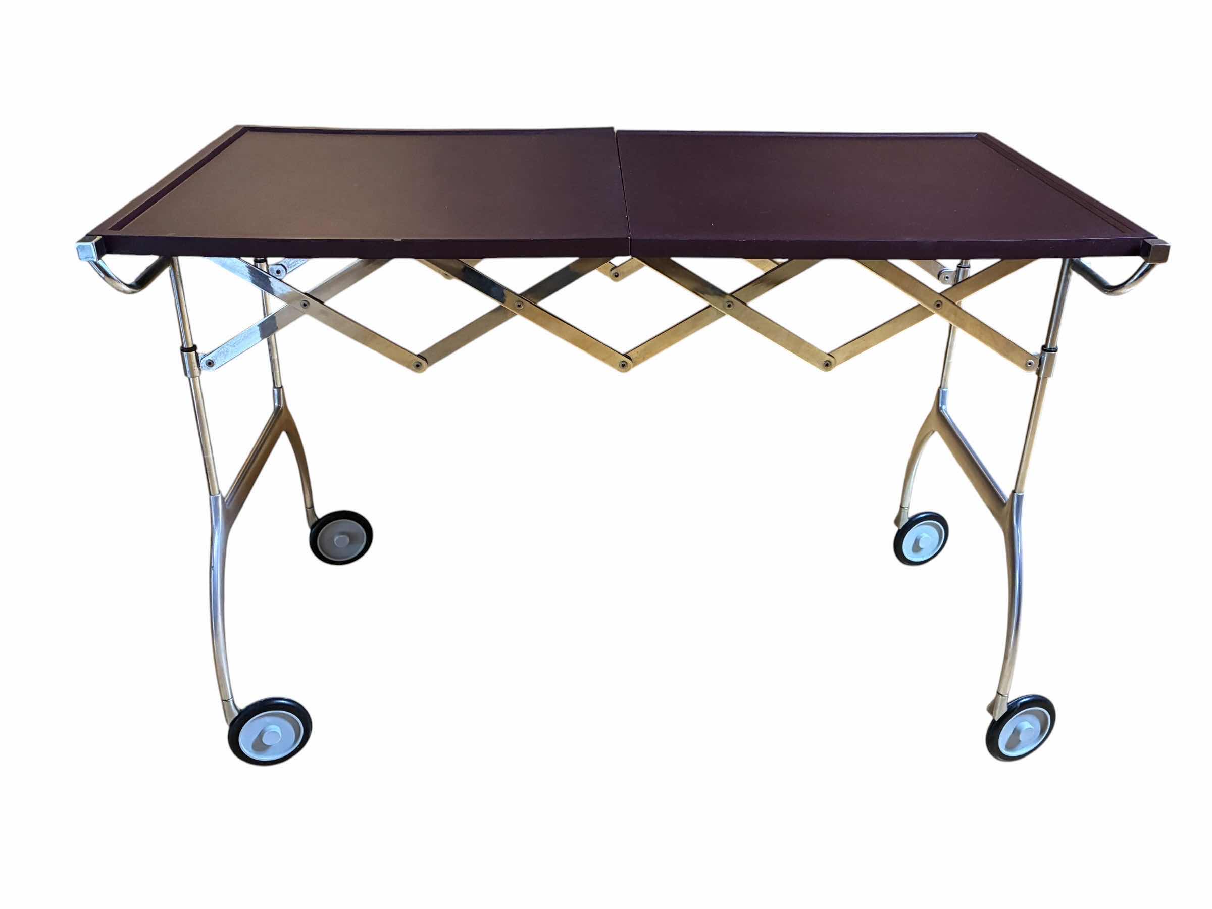 Photo 1 of KARTELL DARK PURPLE & CHROME TRANSITIONAL ROLLING TABLE 19.5“/39” X 21“ H27“
