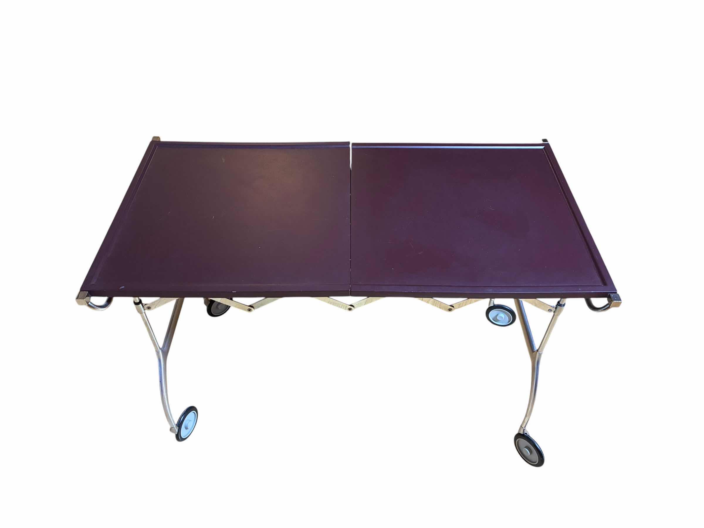 Photo 1 of KARTELL DARK PURPLE & CHROME TRANSITIONAL ROLLING TABLE 19.5“/39” X 21“ H27“