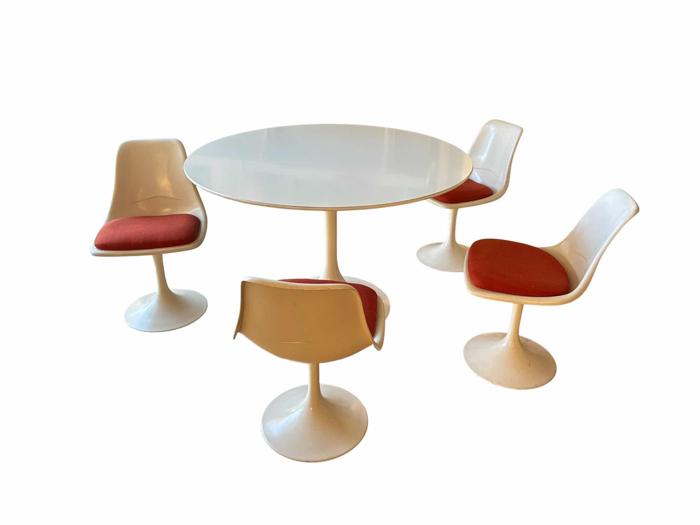 Photo 1 of VINTAGE 5PC TULIP WHITE & ORANGE DINING SET