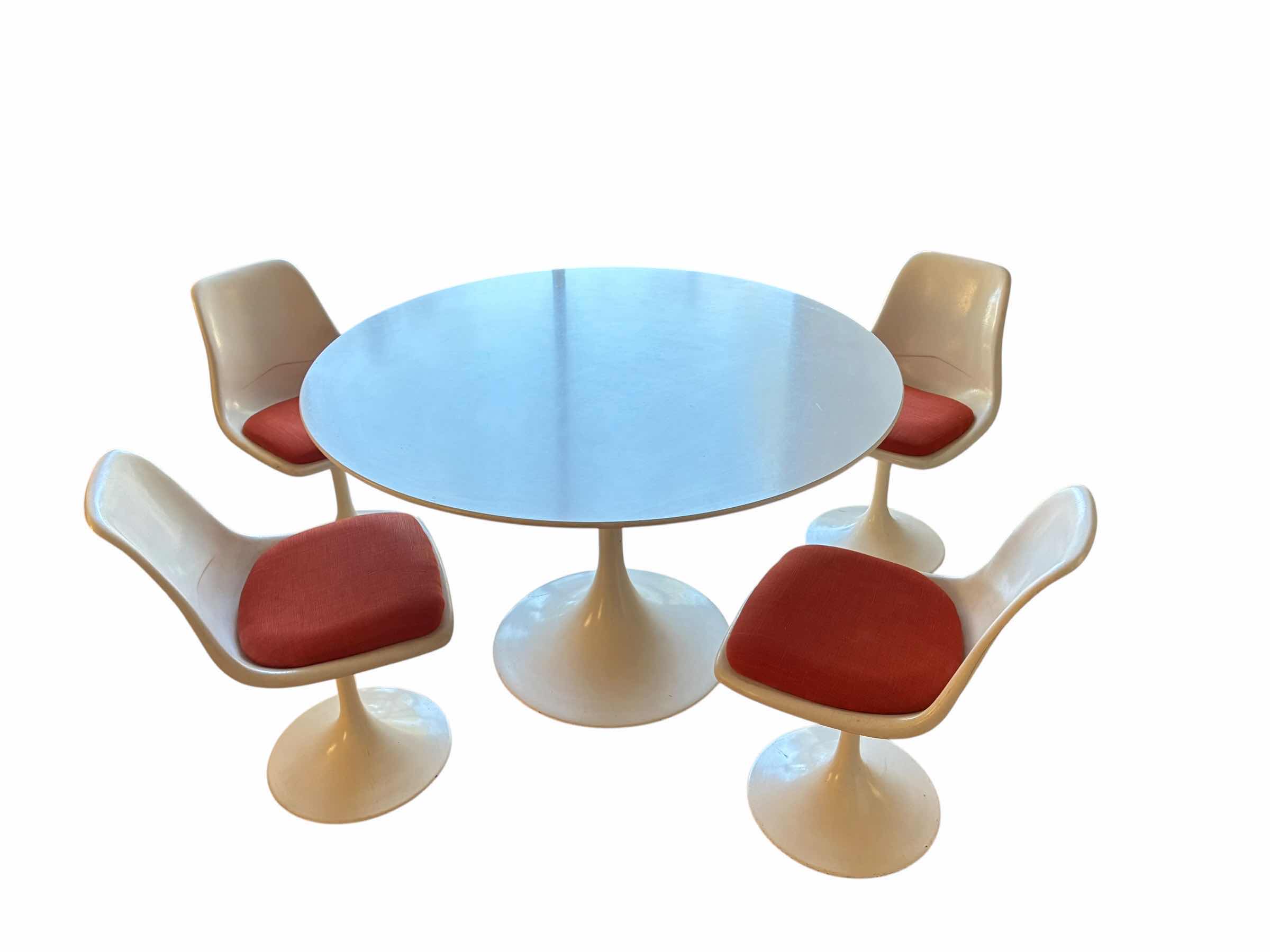 Photo 1 of VINTAGE 5PC TULIP WHITE & ORANGE DINING SET