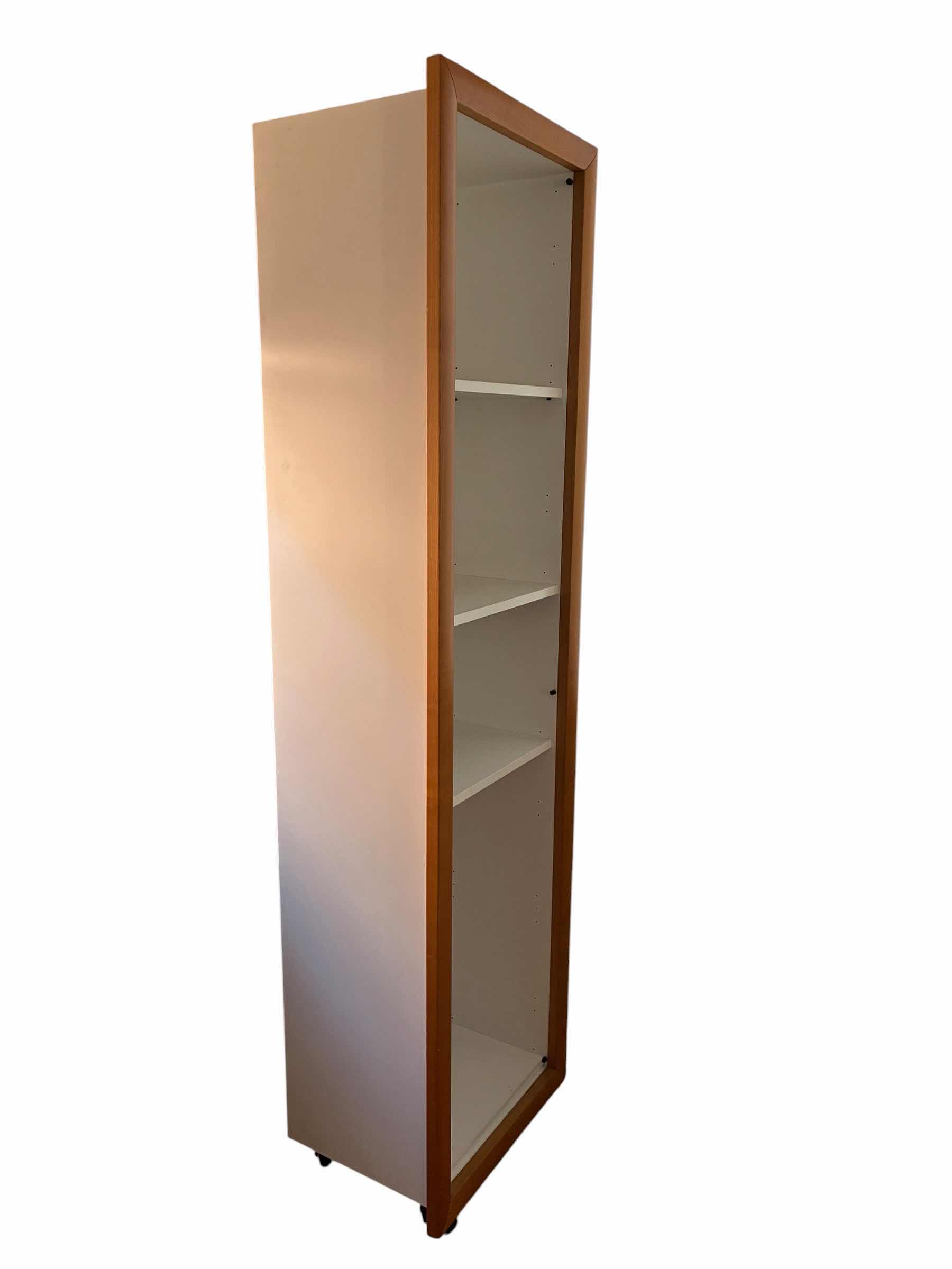 Photo 1 of LIGNE ROSET NATURAL WOOD & WHITE ROLLING TOWER CABINET 21.5” X 16” H77.5”