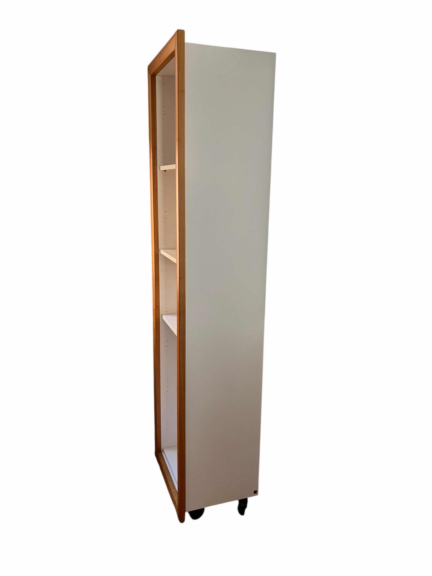 Photo 1 of LIGNE ROSET NATURAL WOOD & WHITE ROLLING TOWER CABINET 21.5” X 16” H77.5”