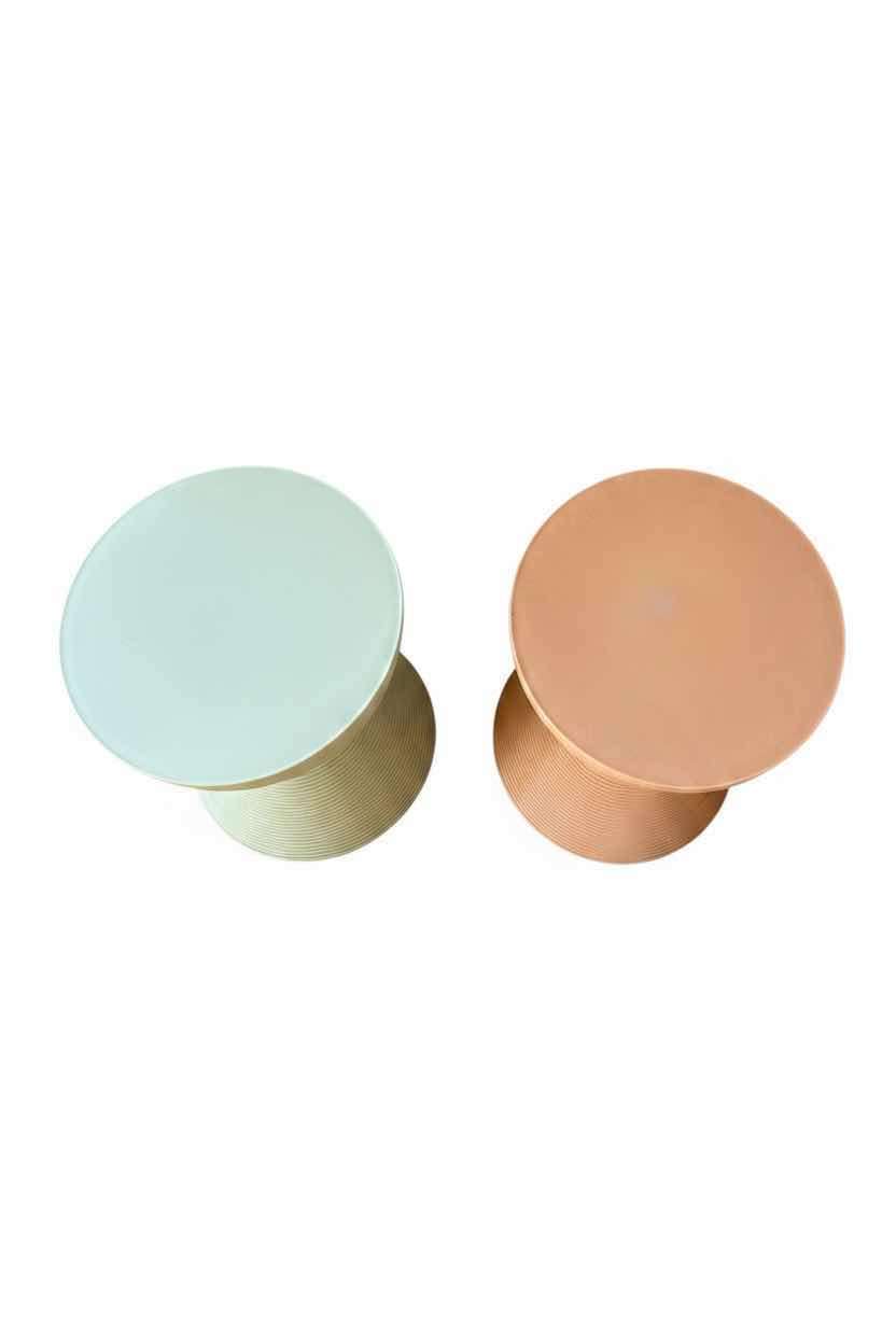 Photo 1 of KARTELL PRINCE AHA PASTEL GREEN & ORANGE PATIO STOOLS 12” X 17”