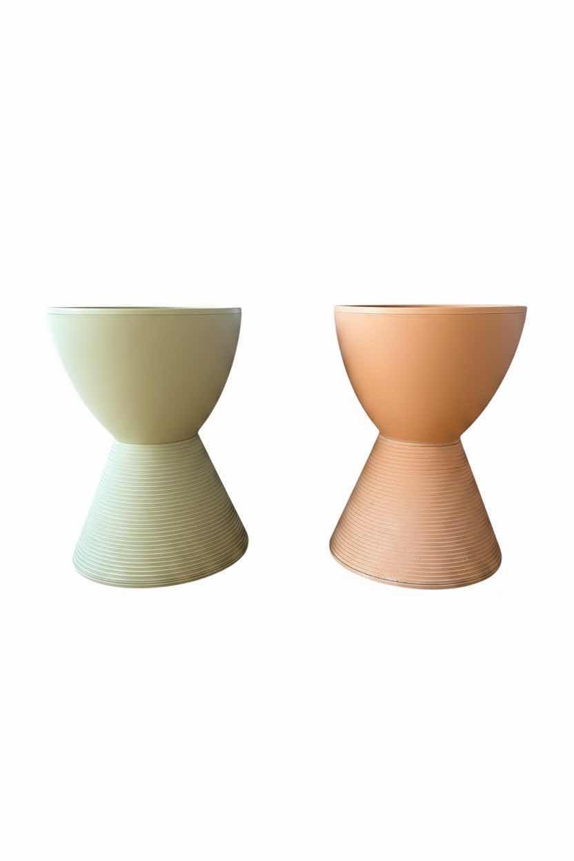 Photo 1 of KARTELL PRINCE AHA PASTEL GREEN & ORANGE PATIO STOOLS 12” X 17”