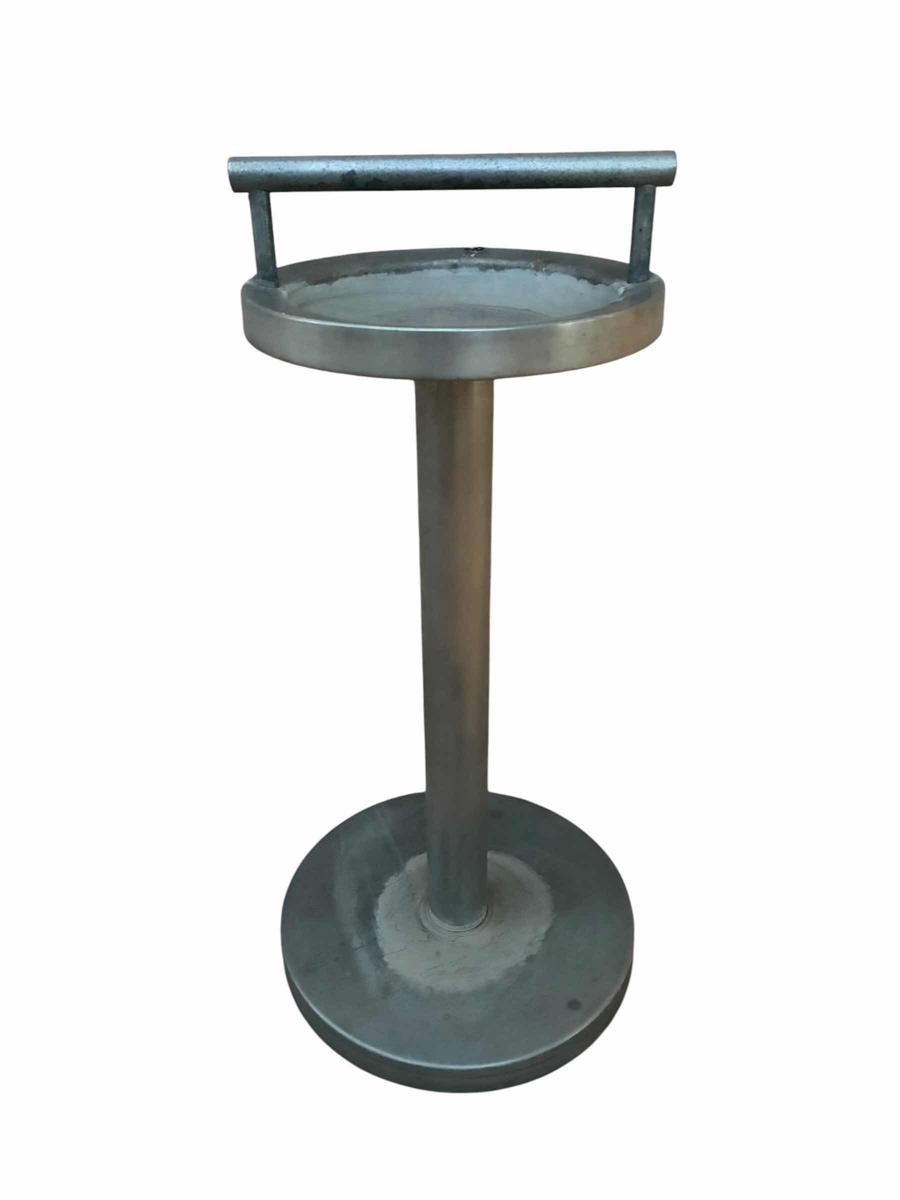 Photo 1 of VINTAGE BRUSHED STEEL FLOOR ASHTRAY 12” X 24”