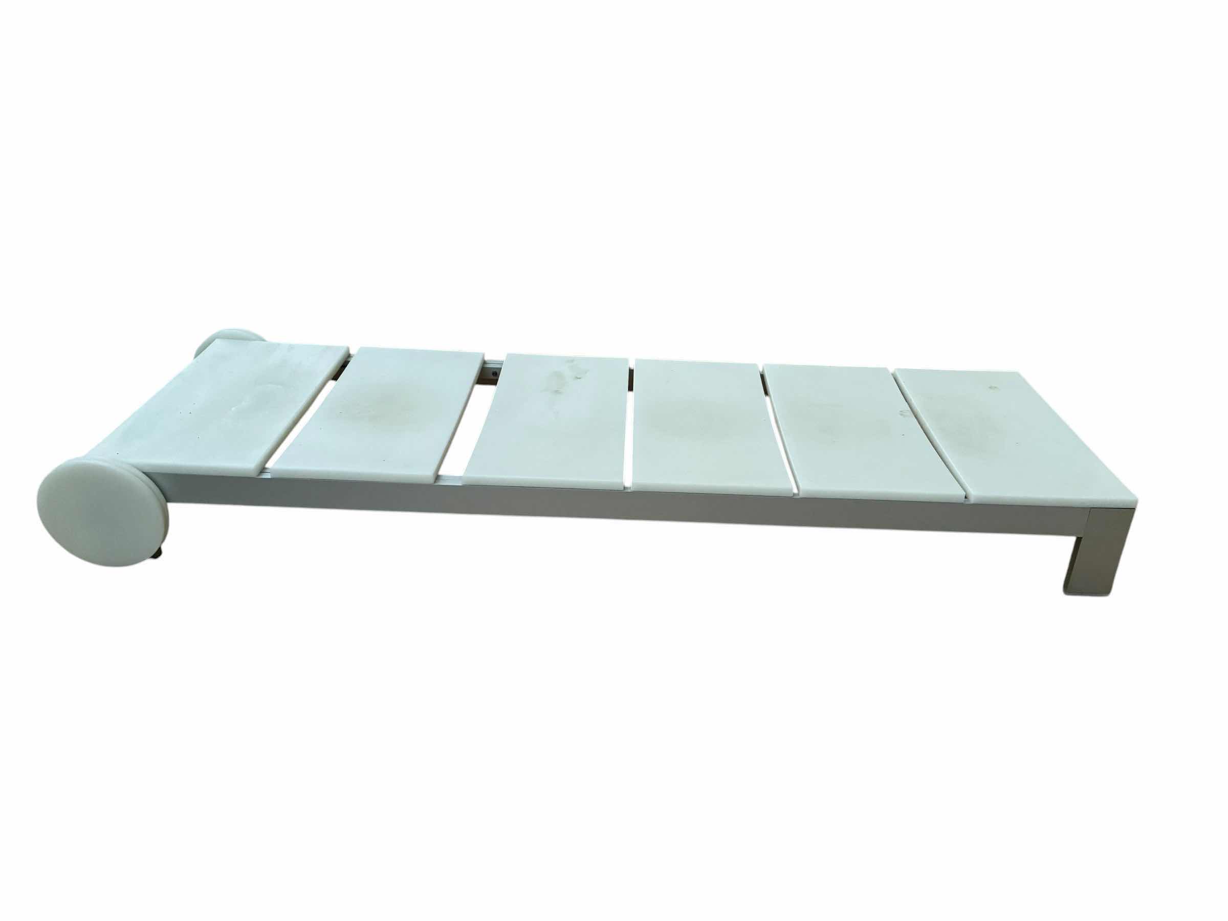 View 5 of BLASCO DESIGN BRUSHED CHROME & WHITE PATIO SUN LOUNGER 26” X 77” H9” $2600