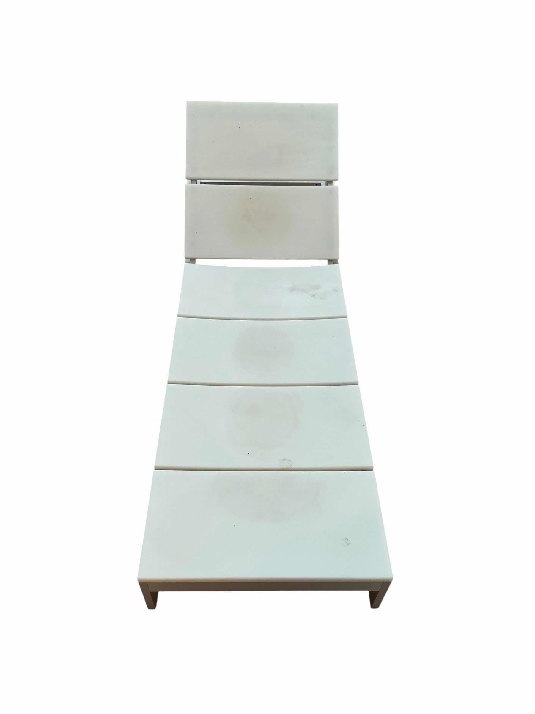 View 2 of BLASCO DESIGN BRUSHED CHROME & WHITE PATIO SUN LOUNGER 26” X 77” H9” $2600