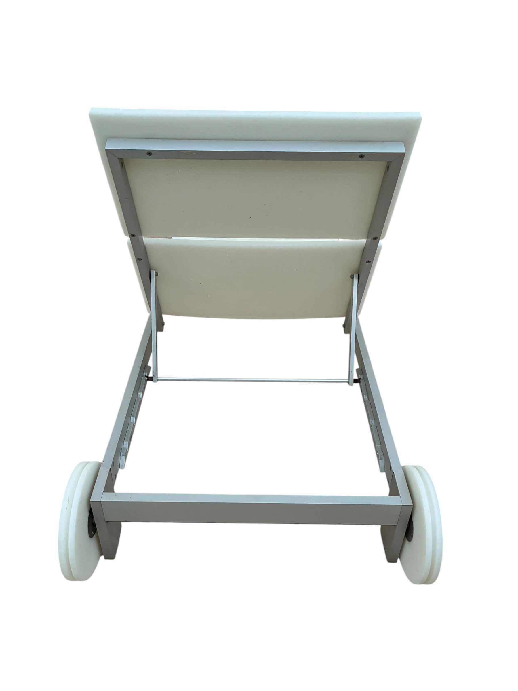View 4 of BLASCO DESIGN BRUSHED CHROME & WHITE PATIO SUN LOUNGER 26” X 77” H9” $2600