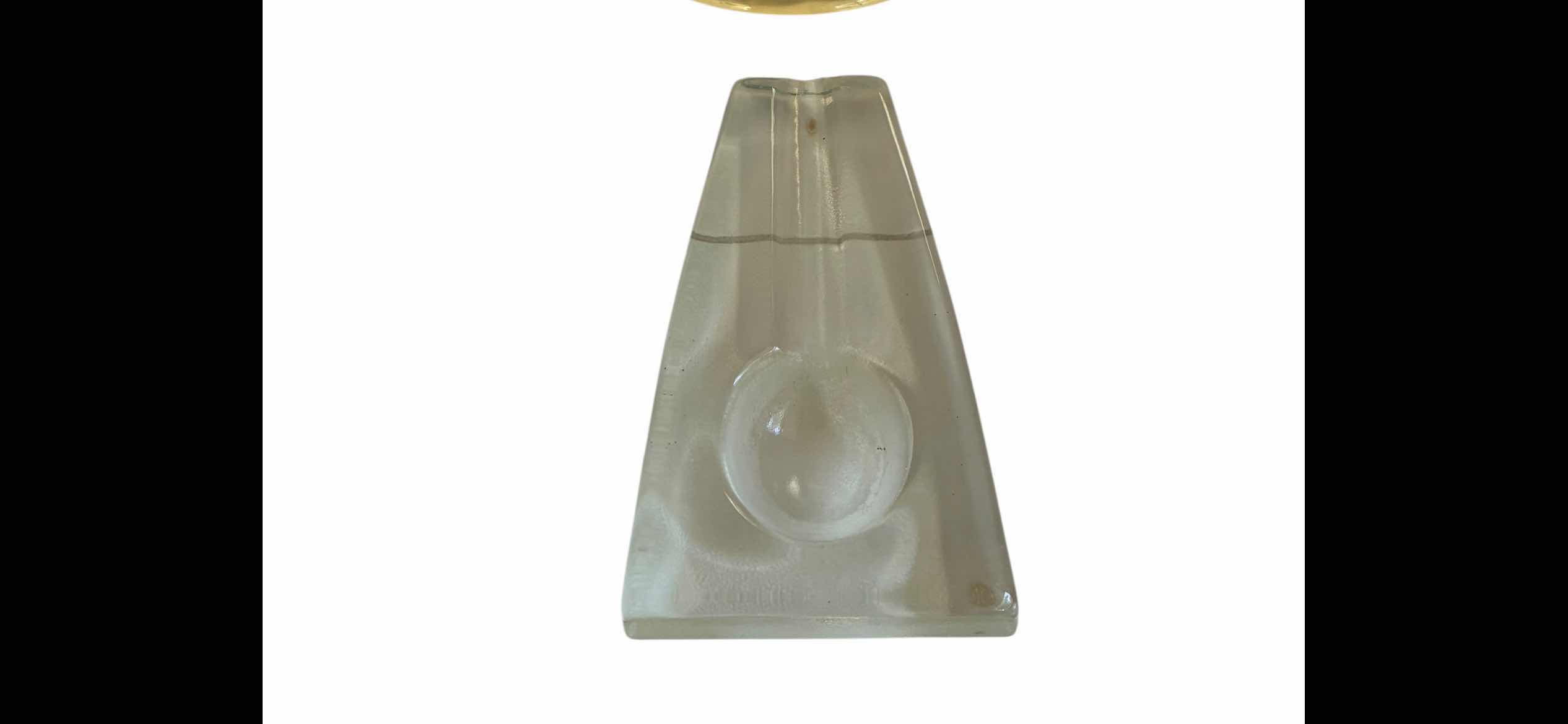 Photo 1 of ACRYLIC MARTINI GLASS CLOCK H10” & VINTAGE SOLID GLASS CIGAR ASHTRAY