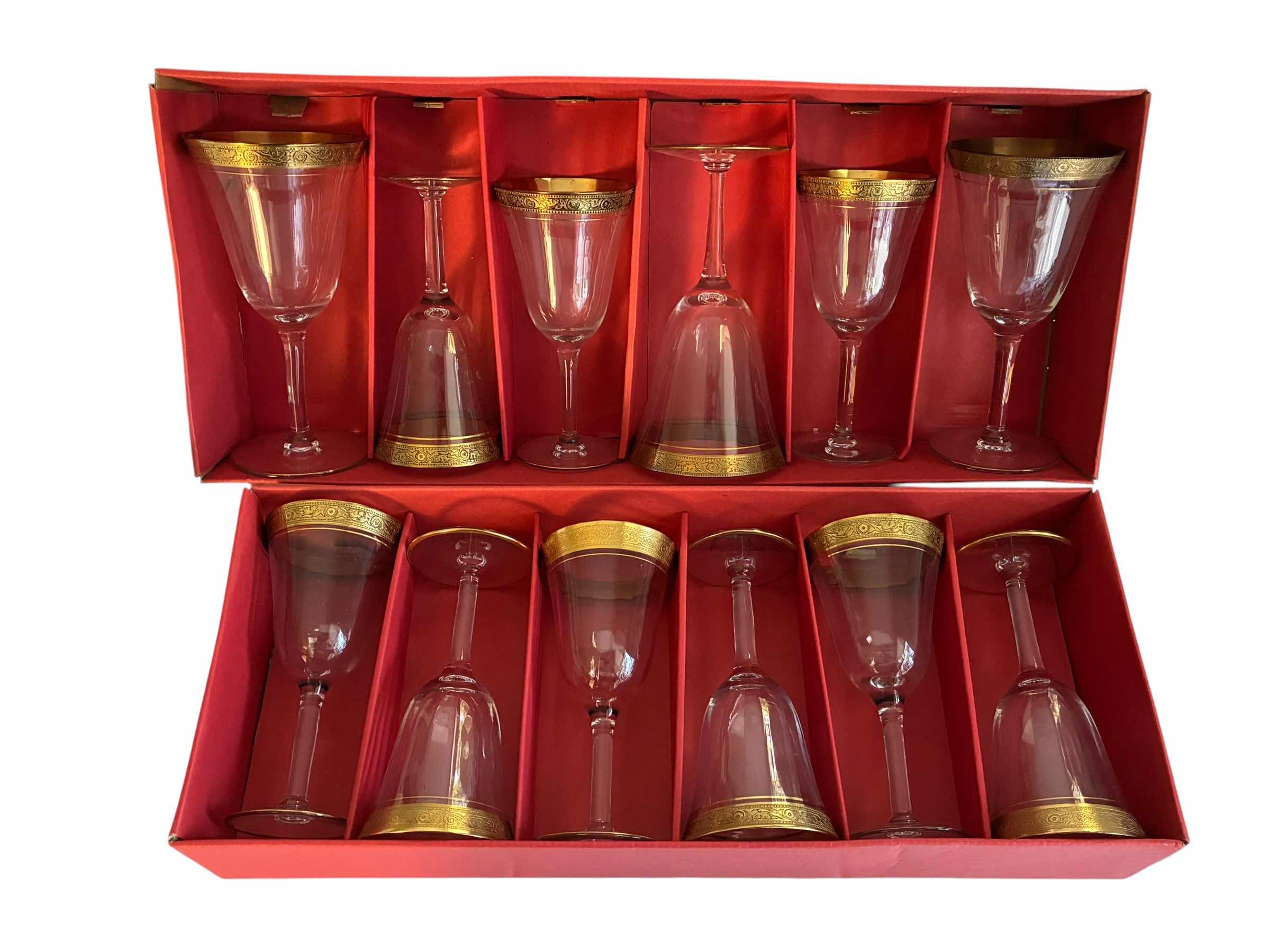 Photo 1 of CRISTAL D’ARQUES 12PC GOLD TRIM 25CL & 17.5CL LONGCHAMP WINE GLASS SET