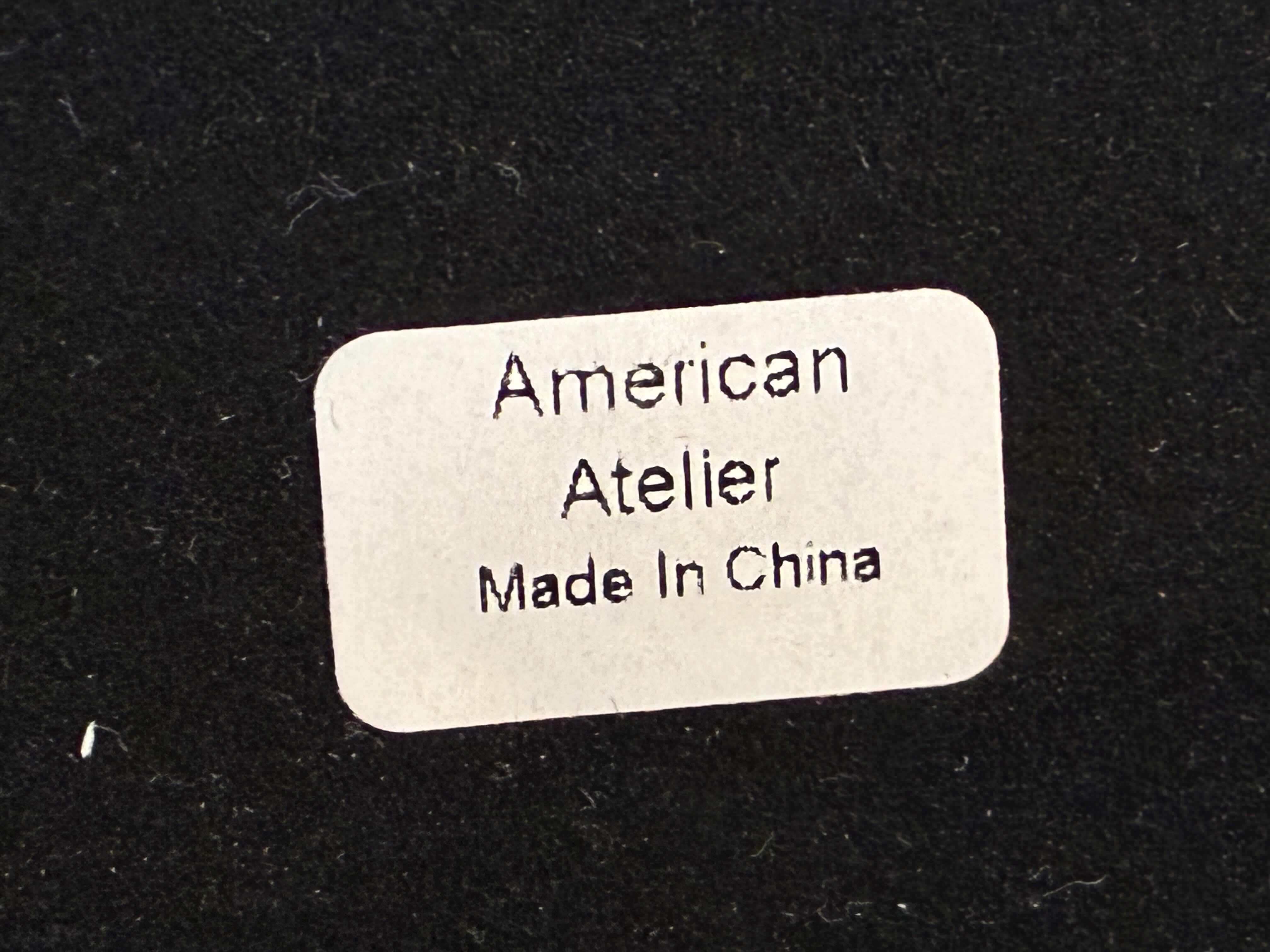 Photo 1 of AMERICAN ATELIER LEATHER WRAPPED BRASS HANDLE 18” SERVING TRAY