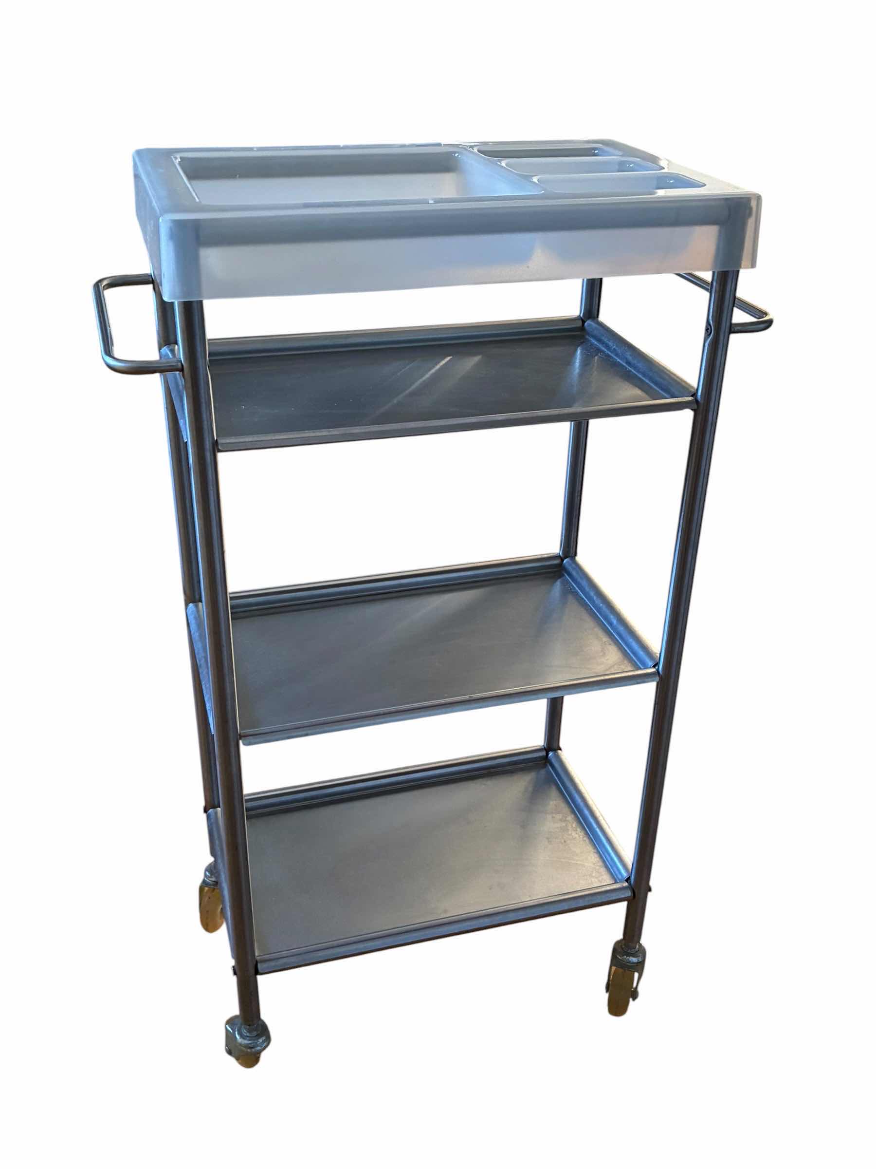 View 1 of IKEA K.HAGBERG STAINLESS STEEL 3-TIER ROLLING SERVER CART 19“ X 10“ X 30“
