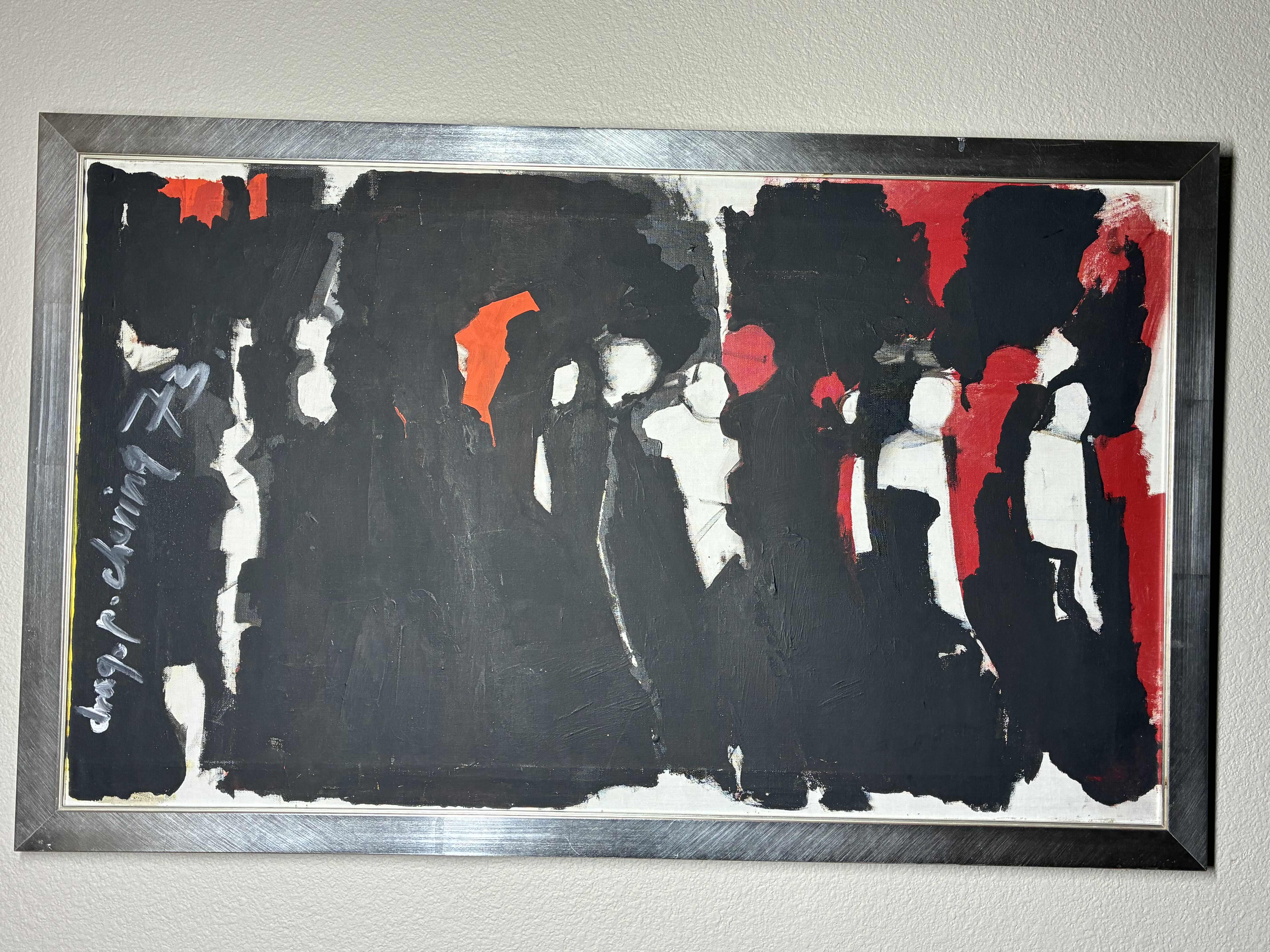 Photo 1 of ABSTRACT CROWD SIGNED BY ARTIST FRAMED CANVAS ARTWORK 41.5“ X 25.5“