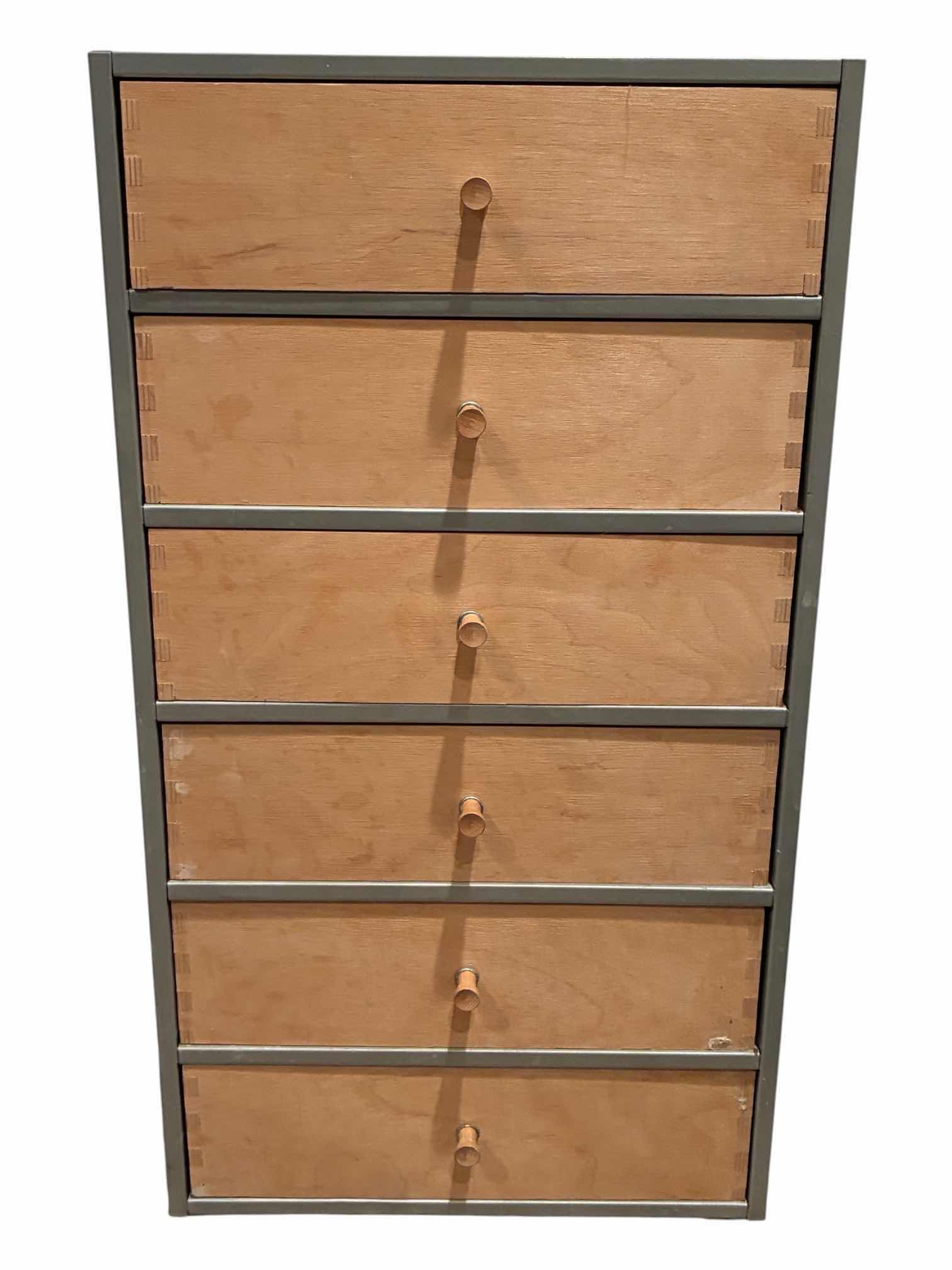 Photo 1 of BRUSHED STEEL & NATURAL WOOD 6-DRAWER STATIONARY/FILE ORGANIZER