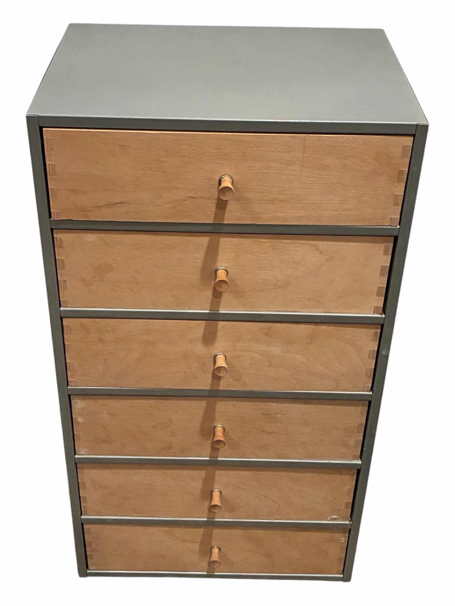 Photo 1 of BRUSHED STEEL & NATURAL WOOD 6-DRAWER STATIONARY/FILE ORGANIZER