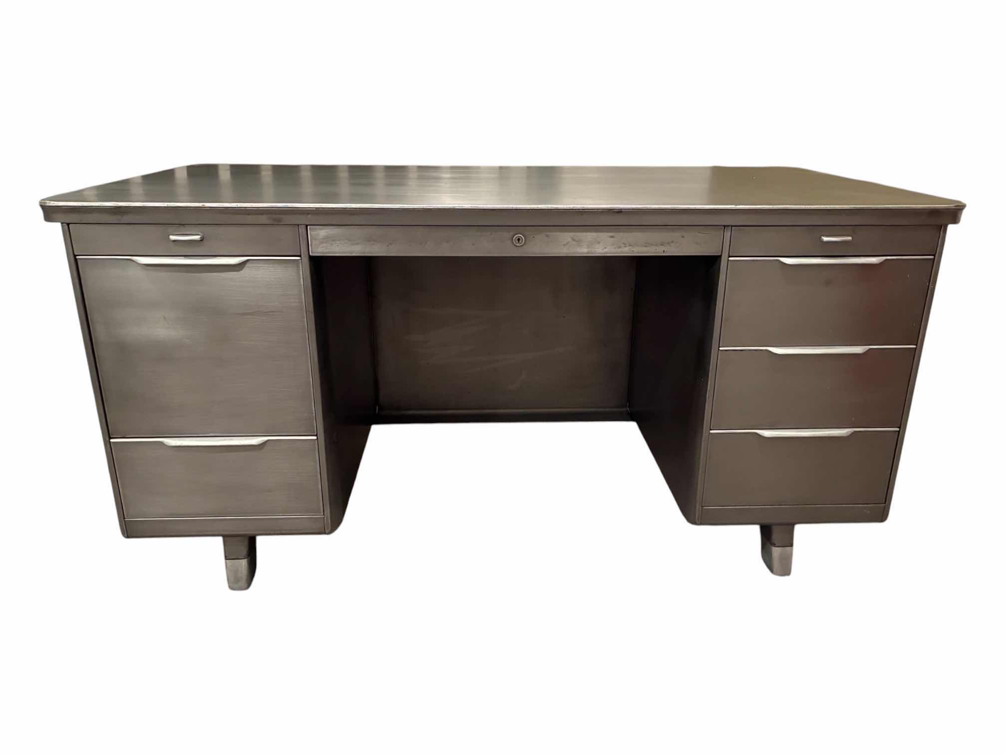 Photo 1 of GENERALAIRE REFINISHED GRAPHITE 8-DRAWER TANKER WORK DESK 60“ X 30“ H29“