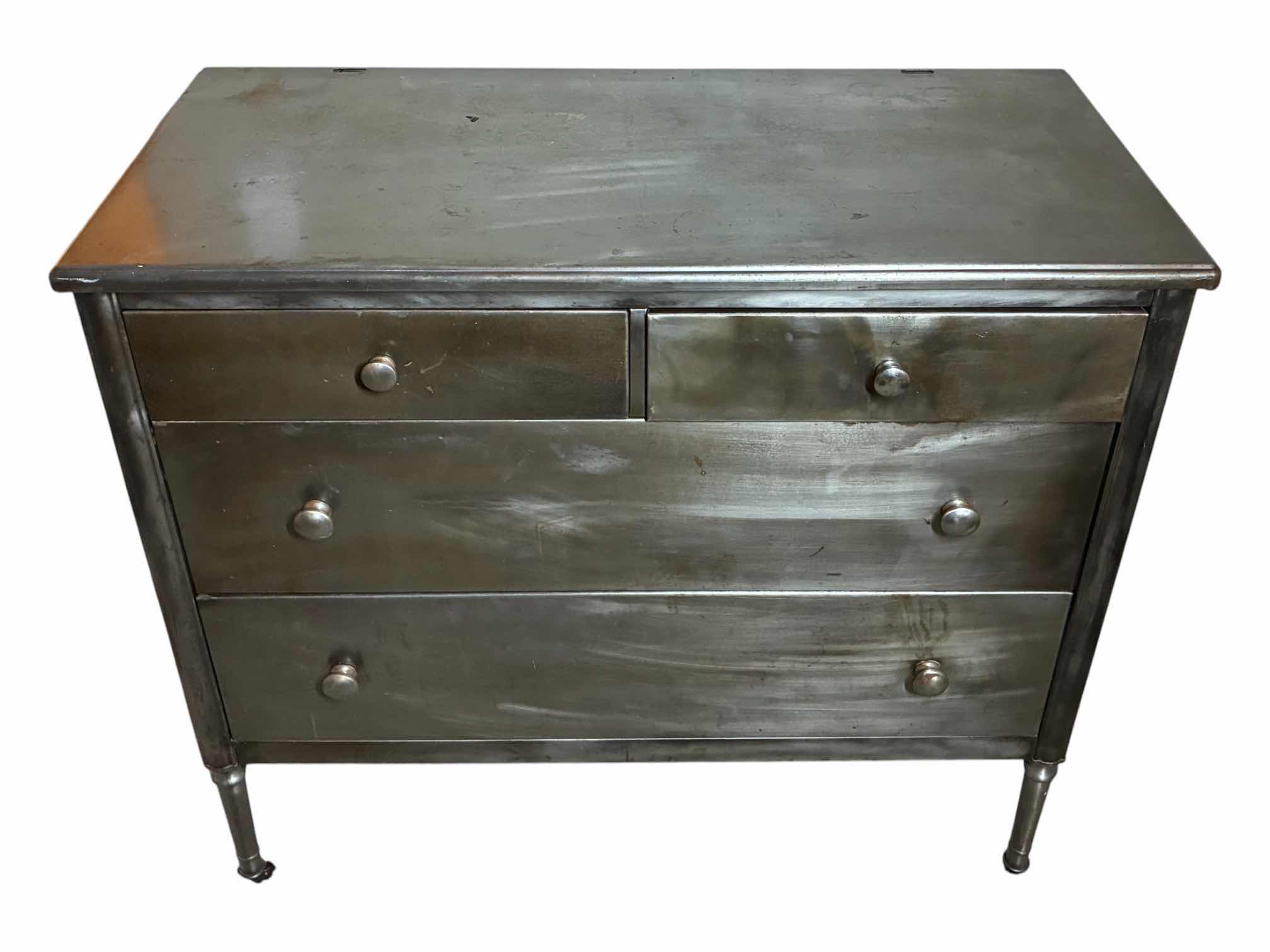 Photo 1 of WORKSHOP METALLIC REFINISH STEEL 4-DRAWER ROLLING DRESSER 40” x 19 H35”