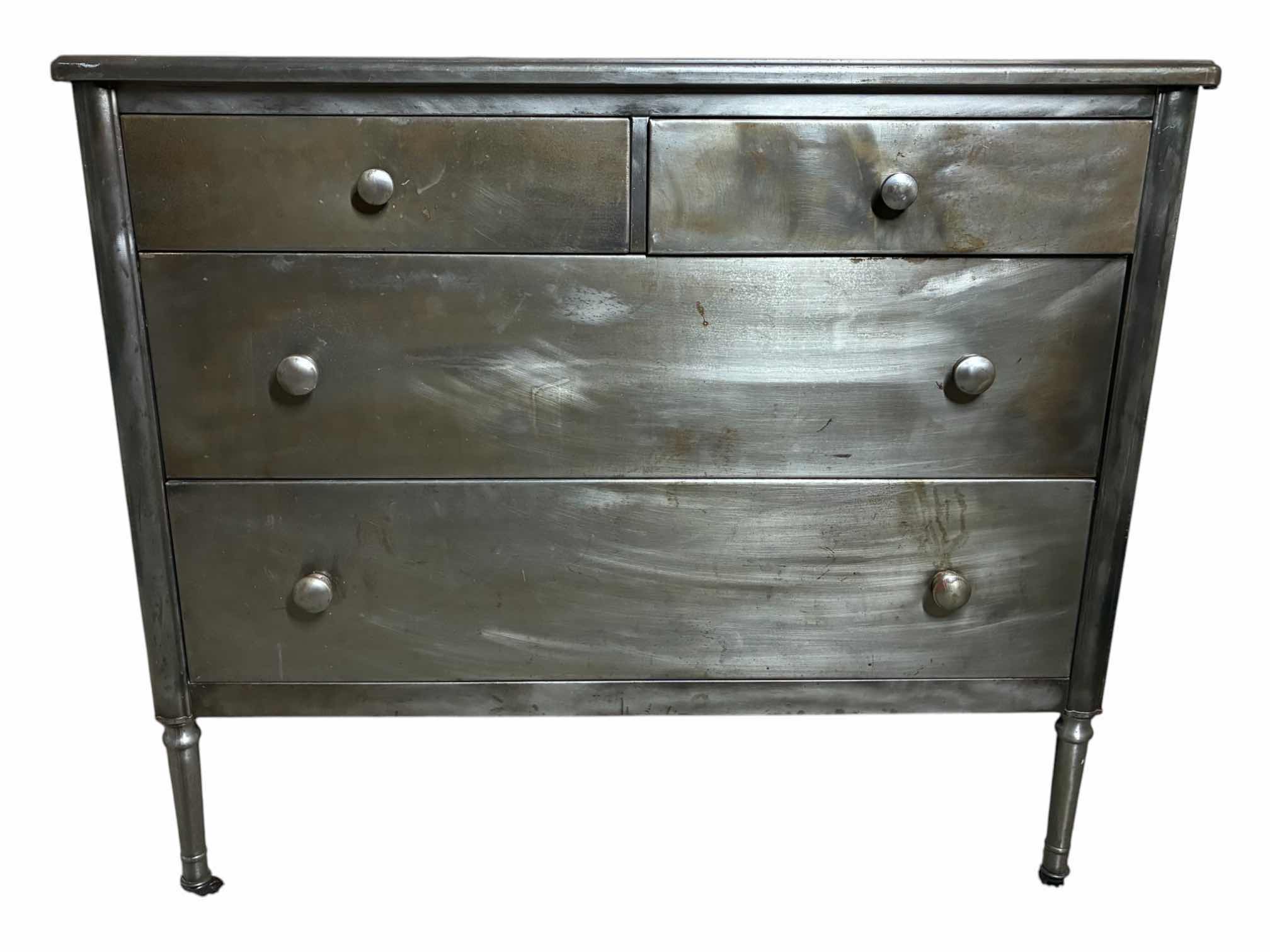 Photo 1 of WORKSHOP METALLIC REFINISH STEEL 4-DRAWER ROLLING DRESSER 40” x 19 H35”