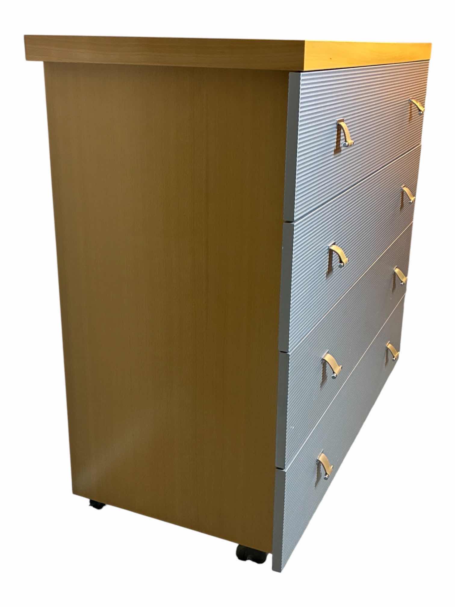 Photo 1 of LIGNE ROSET NATURAL WOOD METALLIC DRAWER DRESSER 38.5” X 19” X 36”