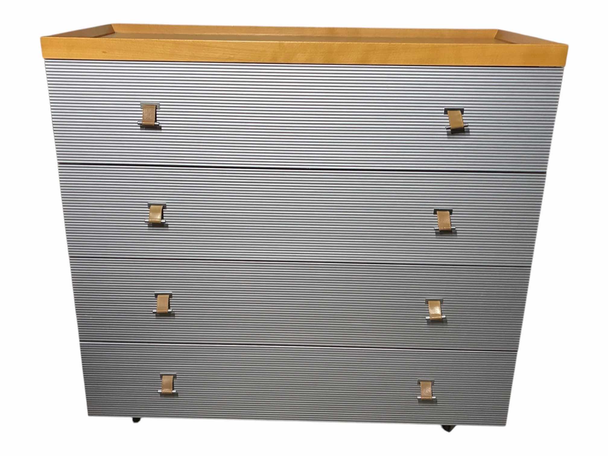 Photo 1 of LIGNE ROSET NATURAL WOOD METALLIC DRAWER DRESSER 38.5” X 19” X 36”