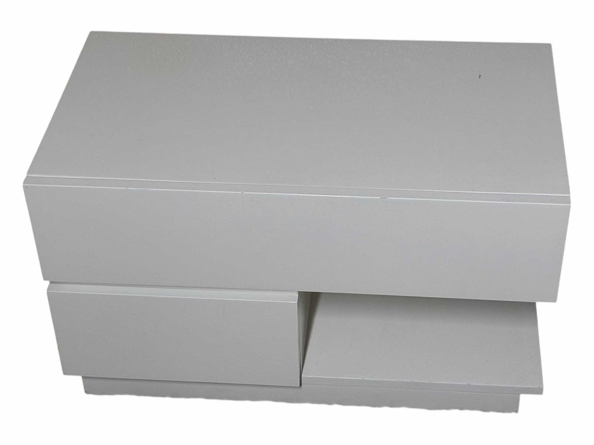 View 4 of MODERN WHITE LAMINATE WOOD 1-DRAWER/1-DOOR MEDIA CABINET 29“ X 16“ X 17.5“
