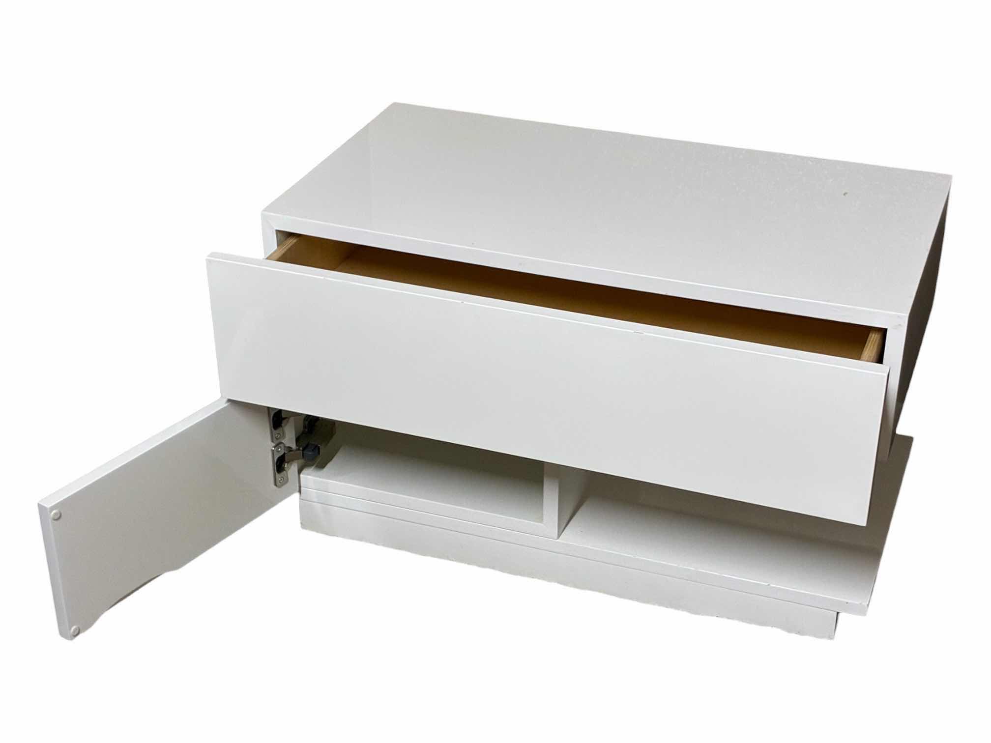 View 5 of MODERN WHITE LAMINATE WOOD 1-DRAWER/1-DOOR MEDIA CABINET 29“ X 16“ X 17.5“
