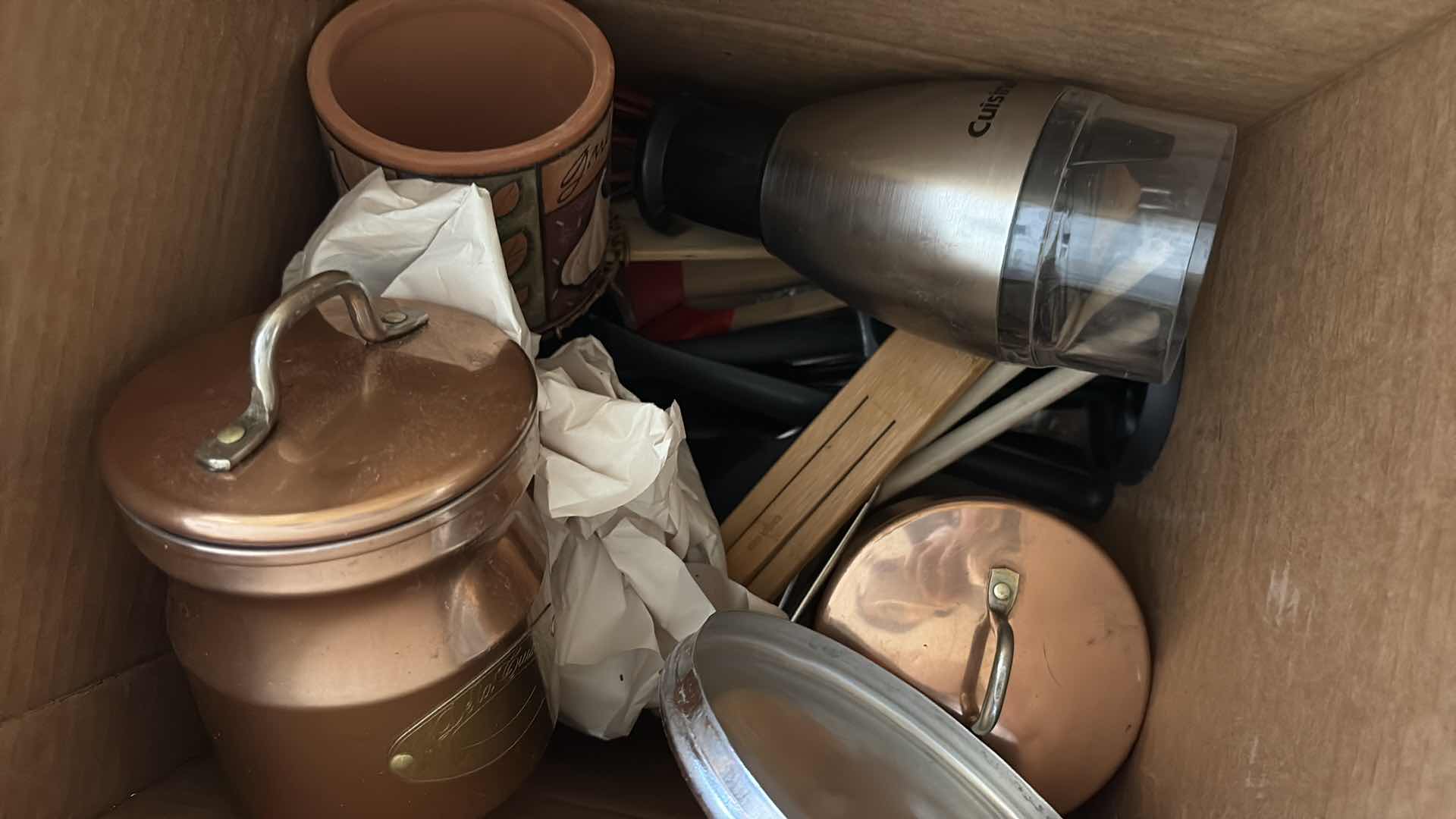 Photo 1 of BOX OF KITCHENWARE-PINK ROSE GOLD STORAGE CONTAINERS AND UTENSILS