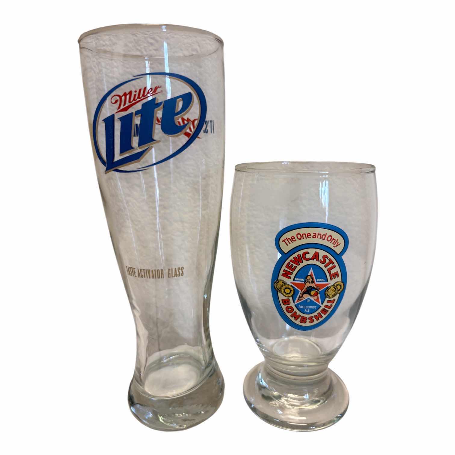 Photo 1 of MILLER LITE, MANGO CART, NEWCASTLE PILSNER BEER GLASSES (11)