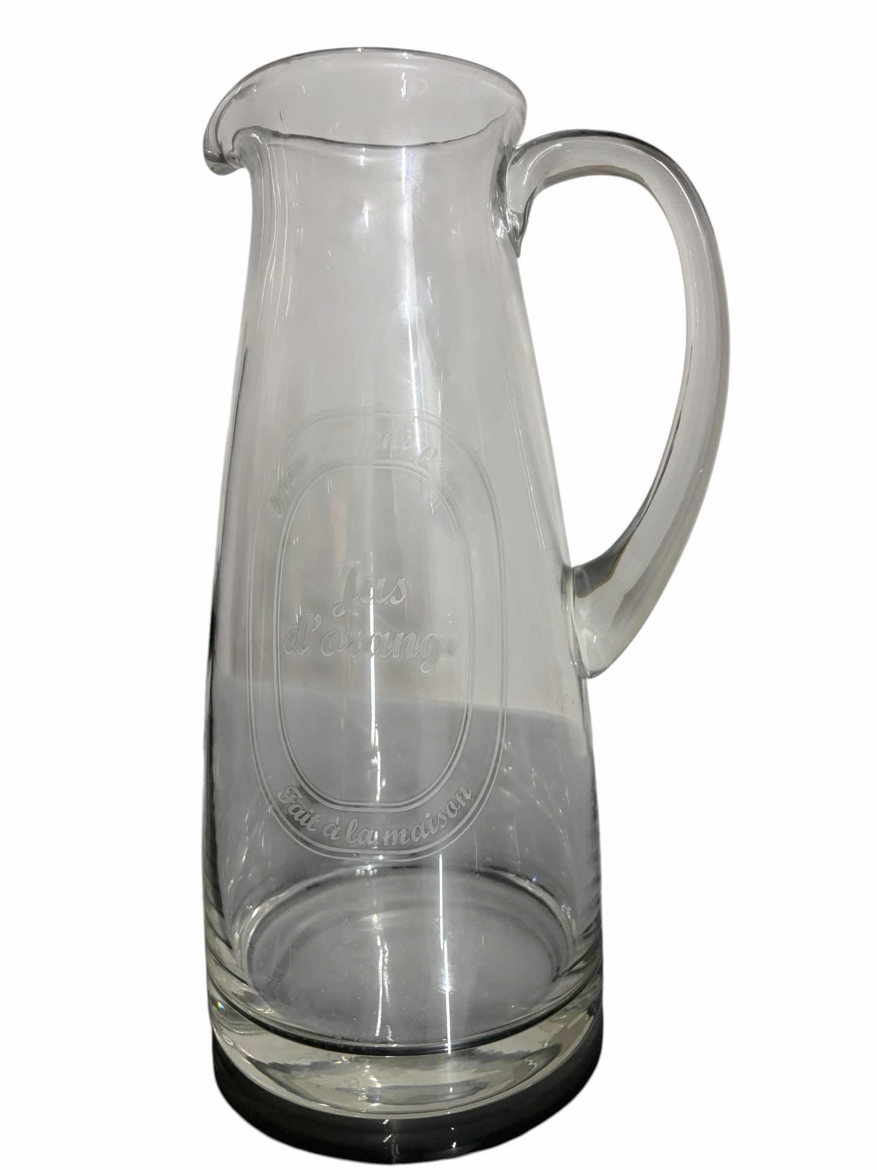 Photo 1 of ORANGE JUICE GLASS JUGS H12” (2)