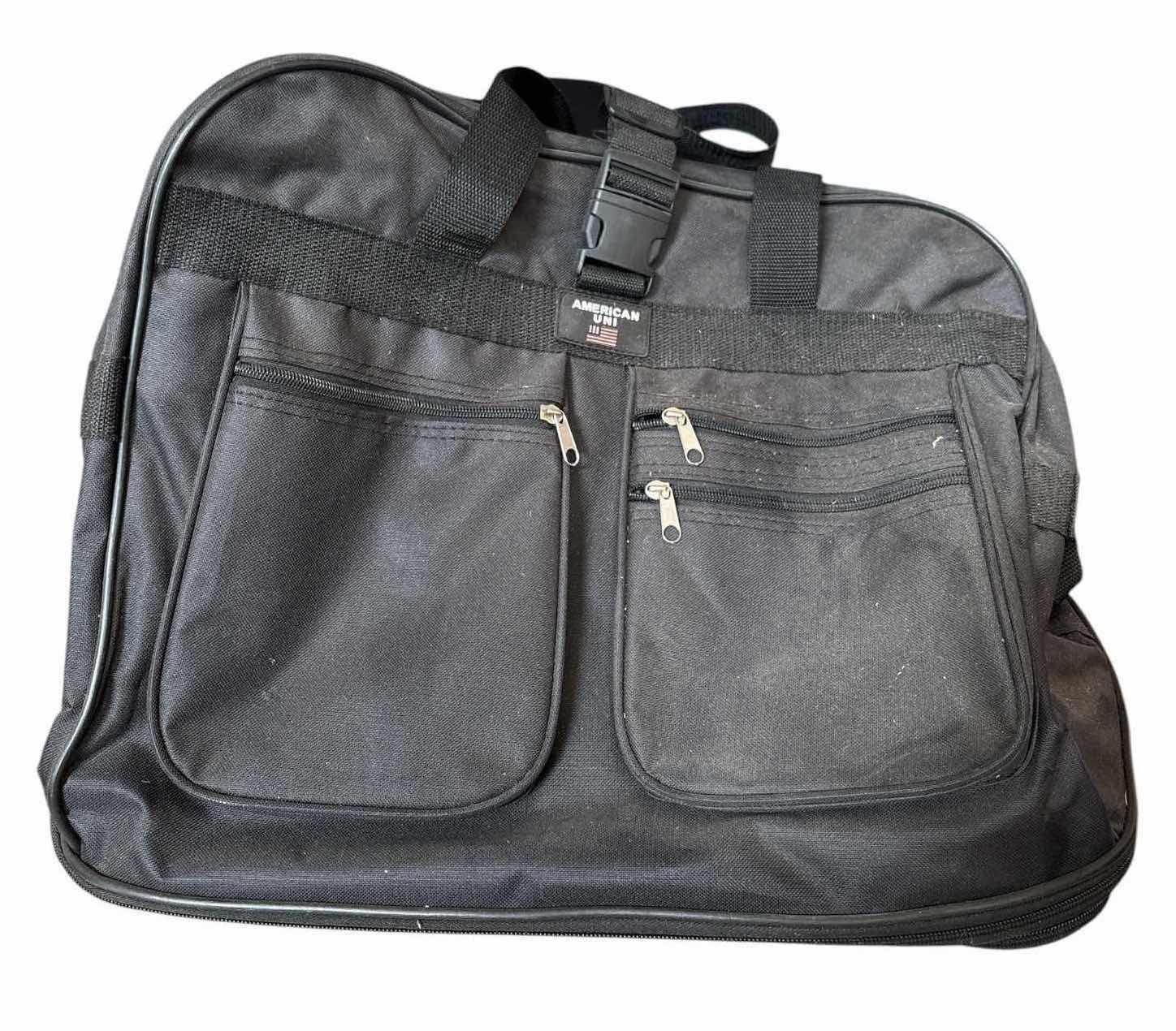 Photo 1 of (2)PCS BLACK TRAVEL DUFFEL & GARMENT BAGS H16”