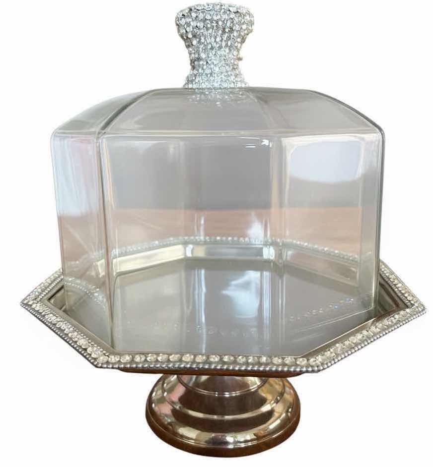 View 1 of DAVID TUTERA WEDDING COLLECTION RHINESTONE DOMED CAKE STAND H10” $75