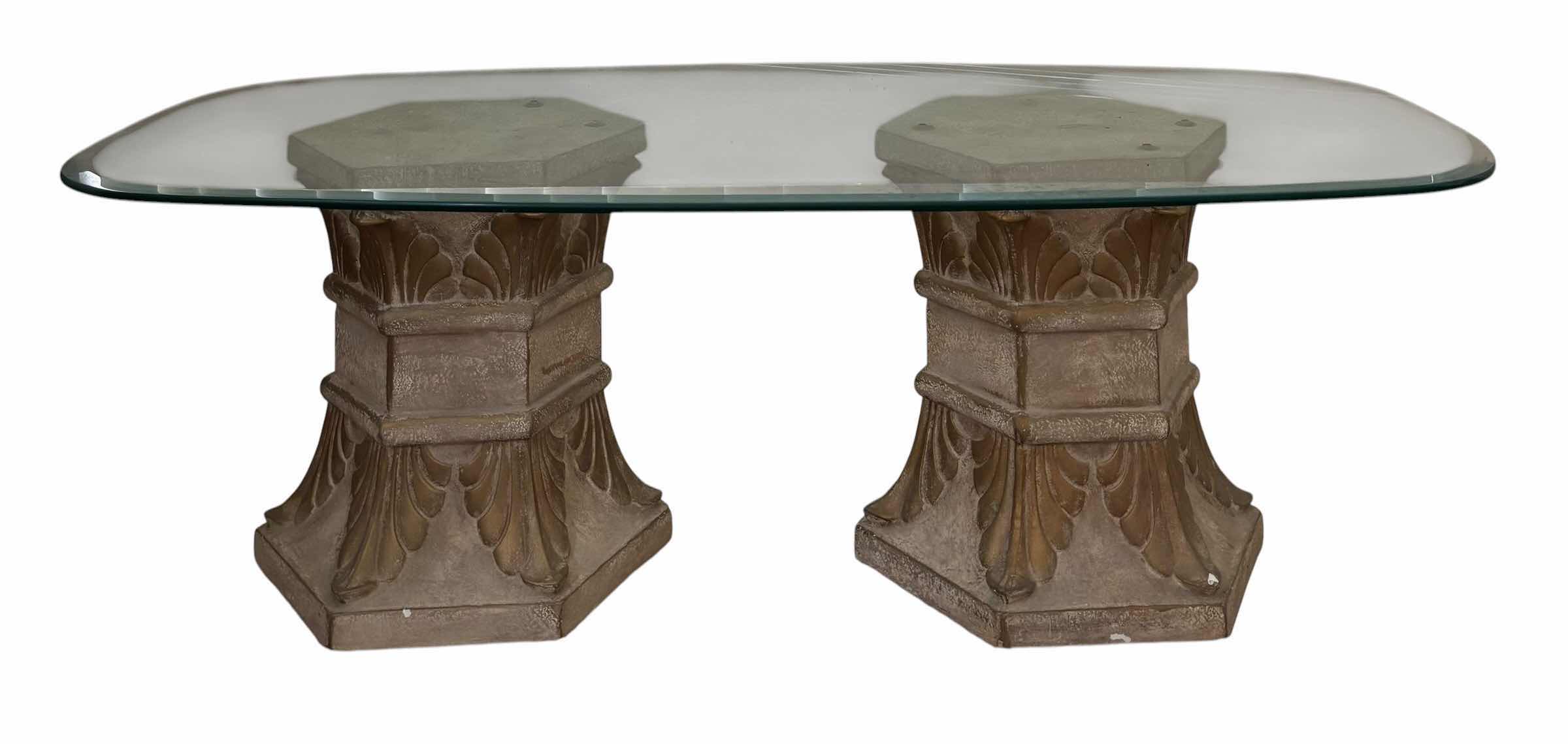 Photo 1 of NEOCLASSICAL STYLED GLASS COFFEE TABLE 52” X 26” X H16”