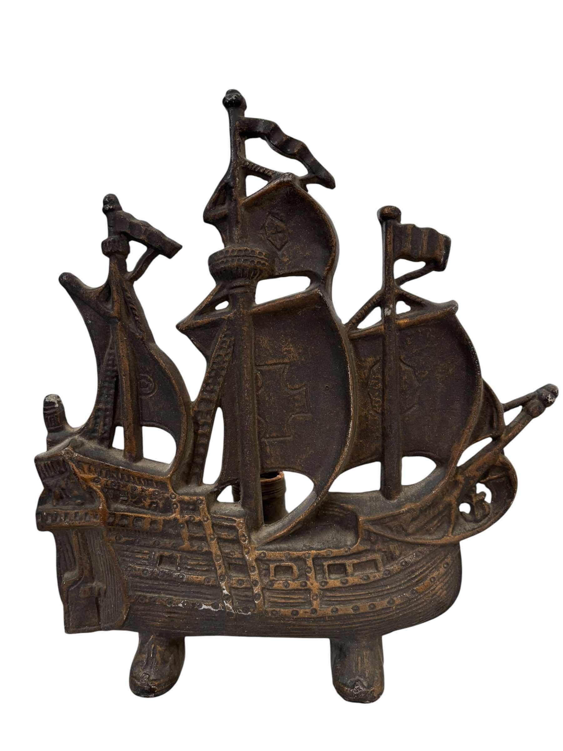 Photo 1 of VINTAGE CAST IRON SAILING SHIP LAMP H12”