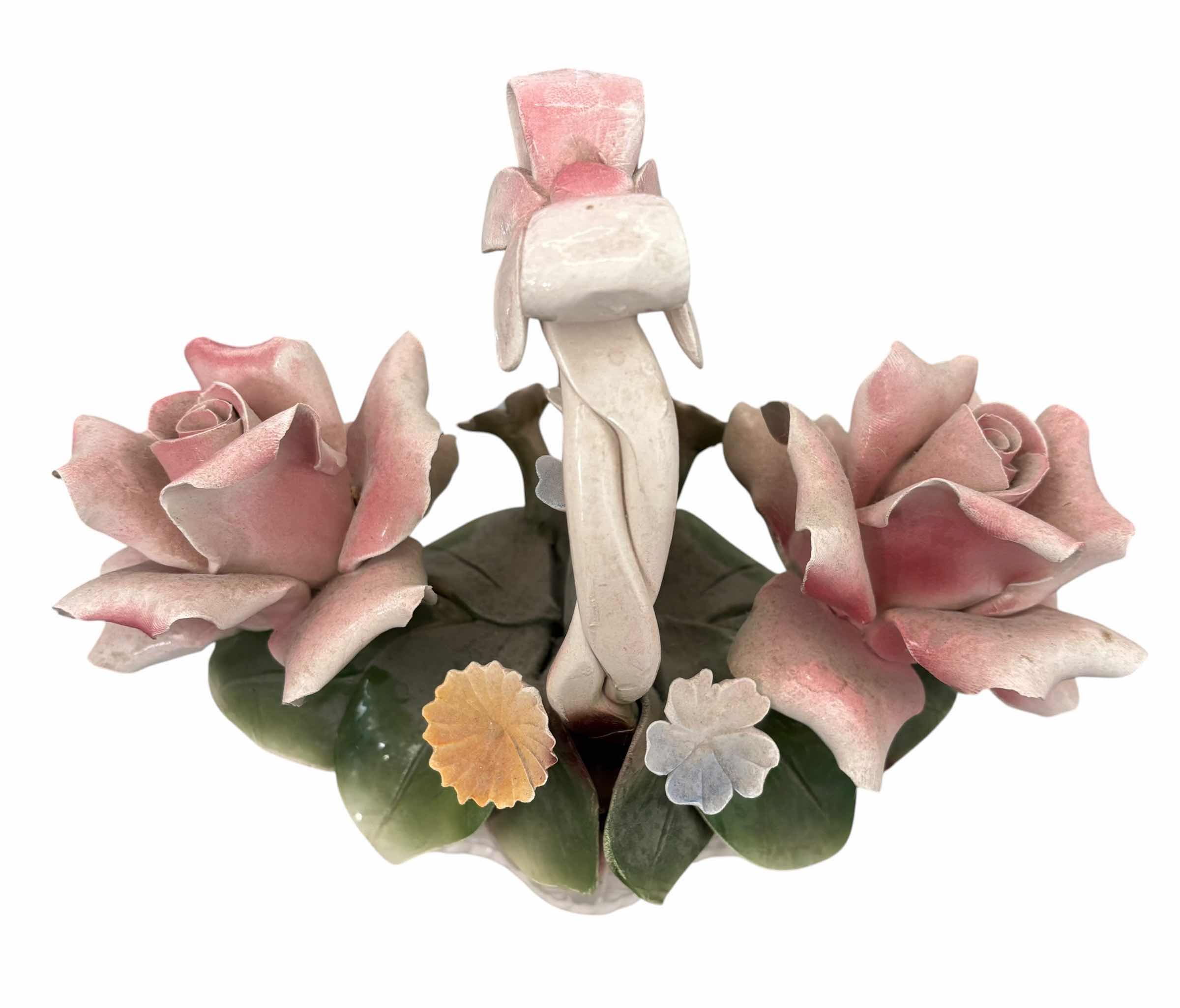 Photo 1 of VINTAGE CAPODIMONTE PORCELAIN FLORAL CENTERPIECE H8”