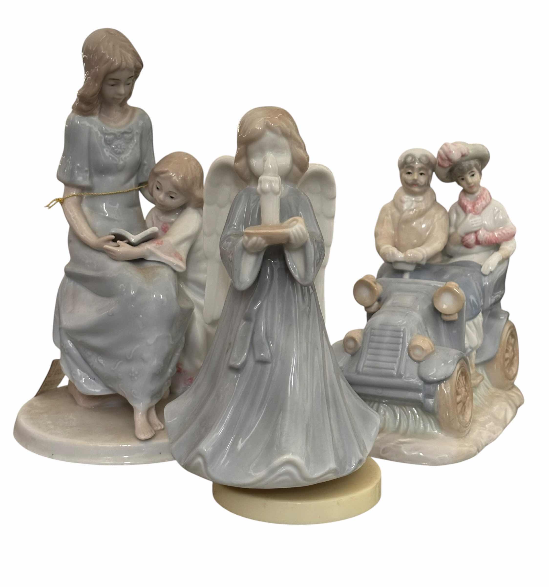 Photo 1 of PORCELAIN FIGURINES (3), TALLEST H8”