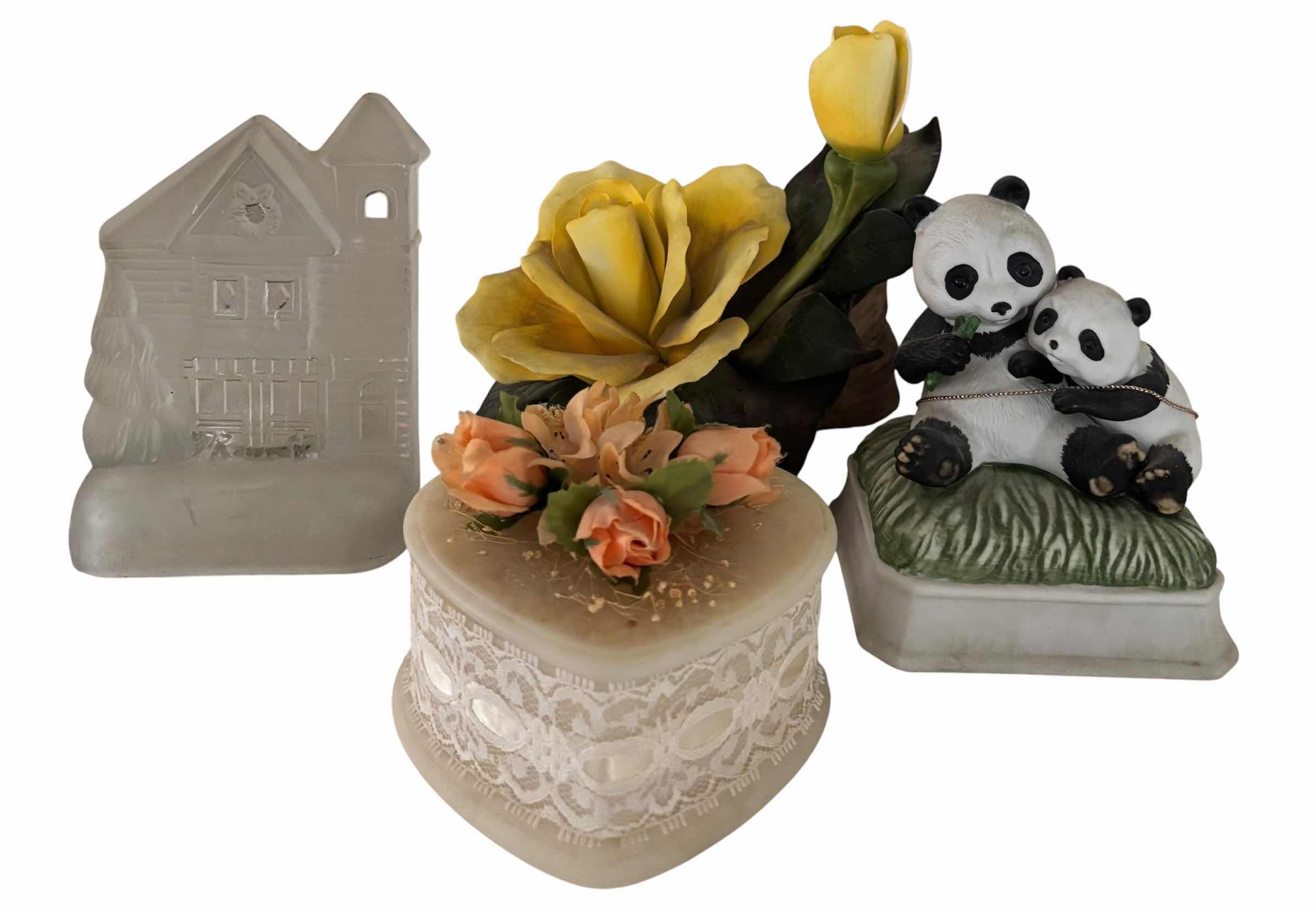 Photo 1 of COLLECTION OF HOME DECOR: 1988 CANDLE HOLDER, JEWELRY BOX, MUSIC BOX