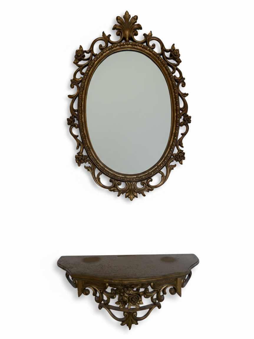 Photo 1 of WALL MIRROR H28” & MATCHING SHELF 19”L