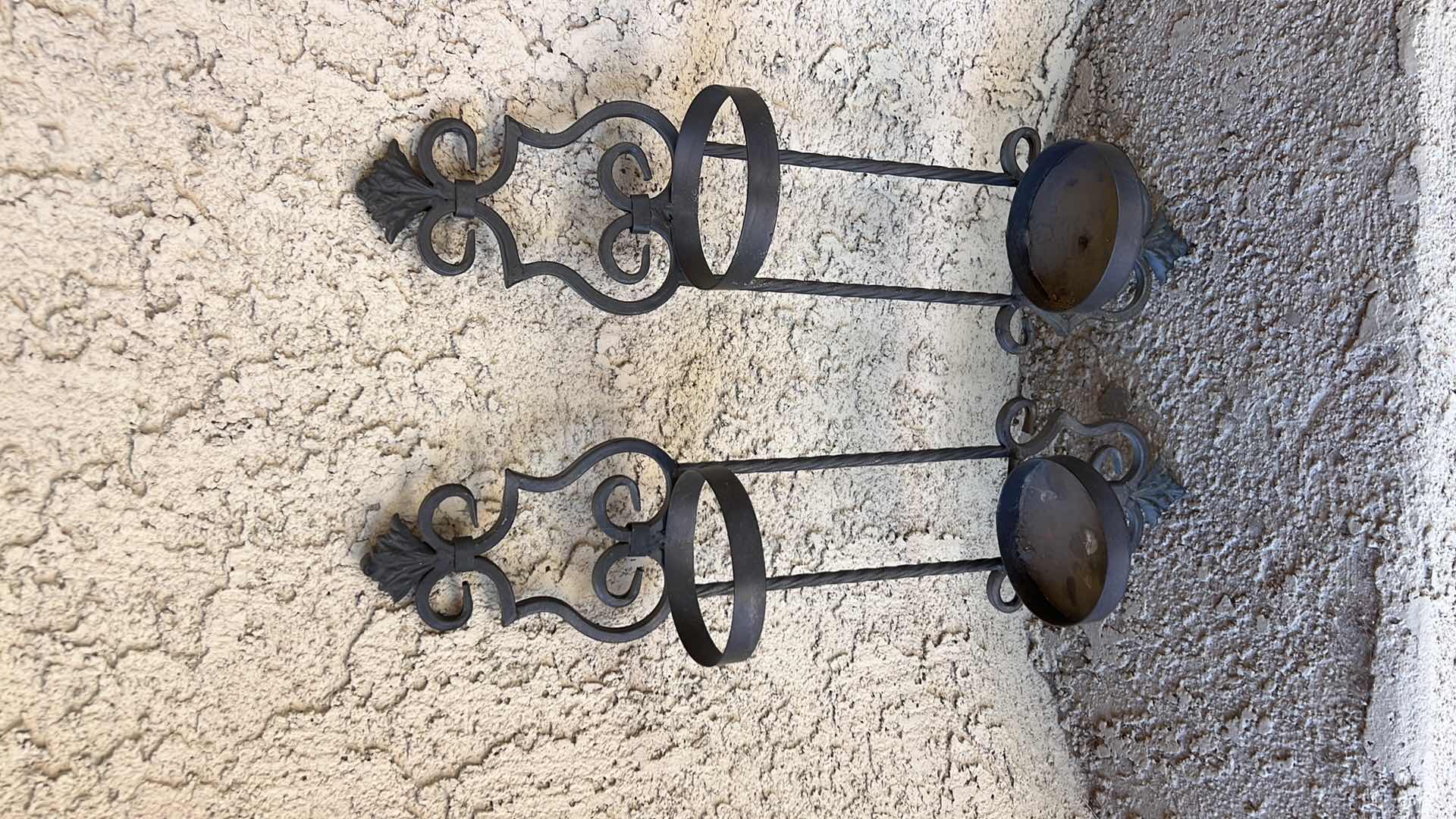 Photo 3 of 2-BROWN WROUGHT IRON SCONCES H22"