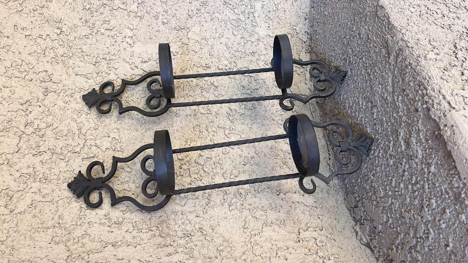 Photo 2 of 2-BROWN WROUGHT IRON SCONCES H22"