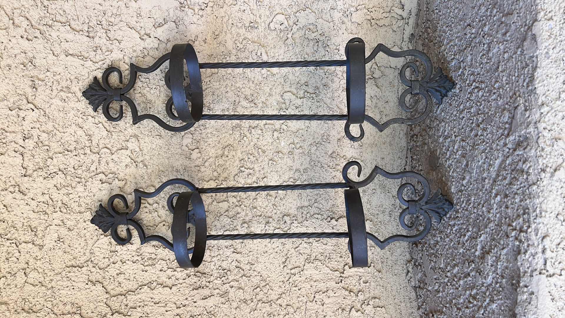 Photo 1 of 2-BROWN WROUGHT IRON SCONCES H22"