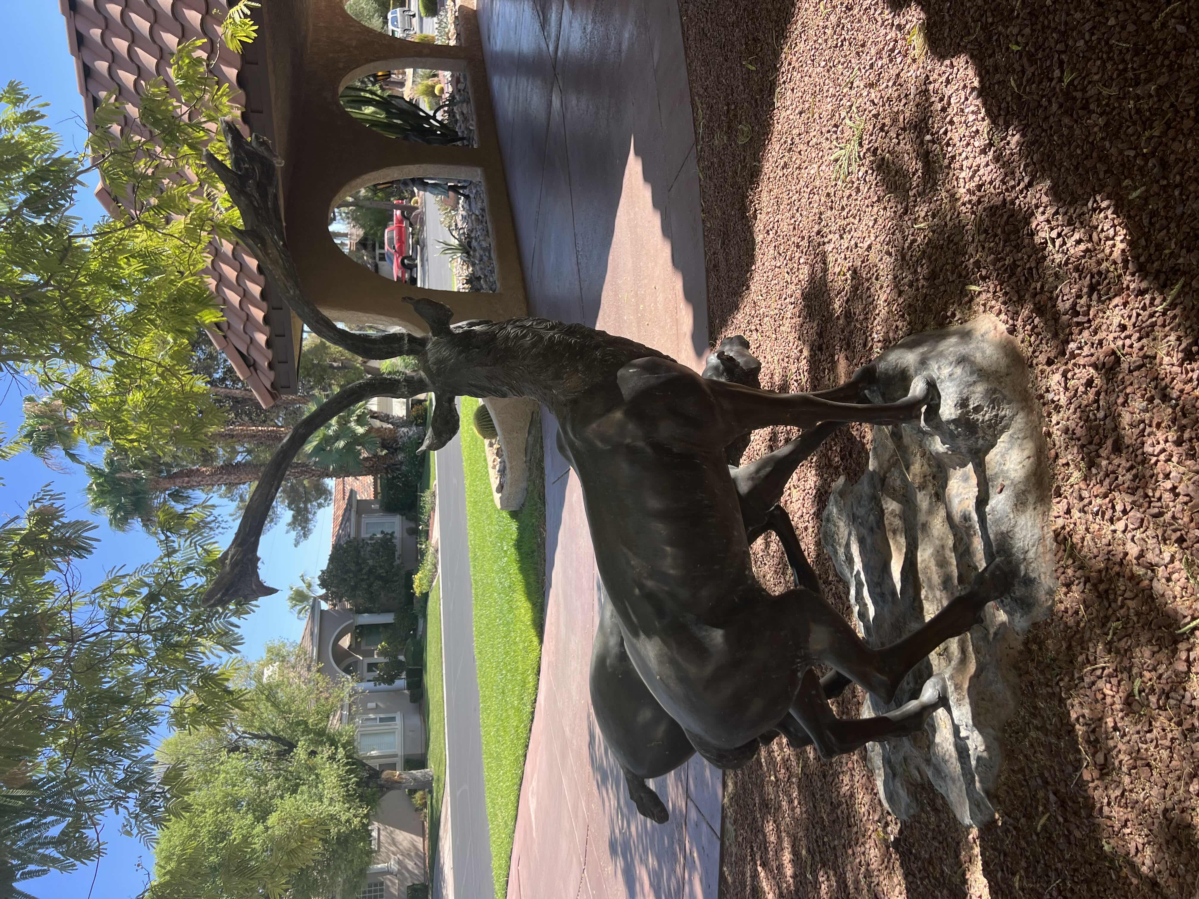 Photo 3 of LIFE SIZE BRONZE TWO DEERS SCULPTURE-VERY HEAVY  58" x 36" H60"