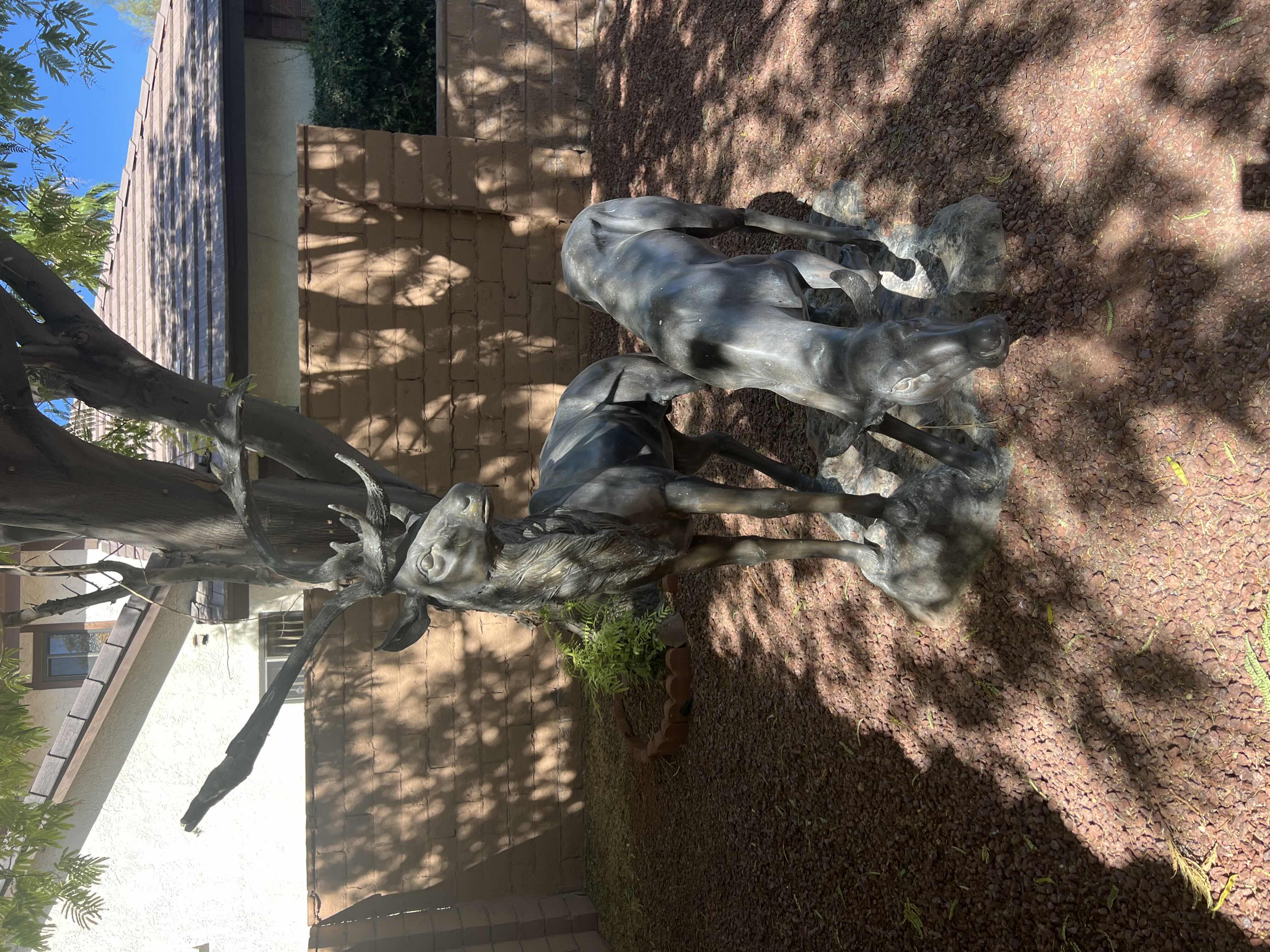 Photo 4 of LIFE SIZE BRONZE TWO DEERS SCULPTURE-VERY HEAVY  58" x 36" H60"