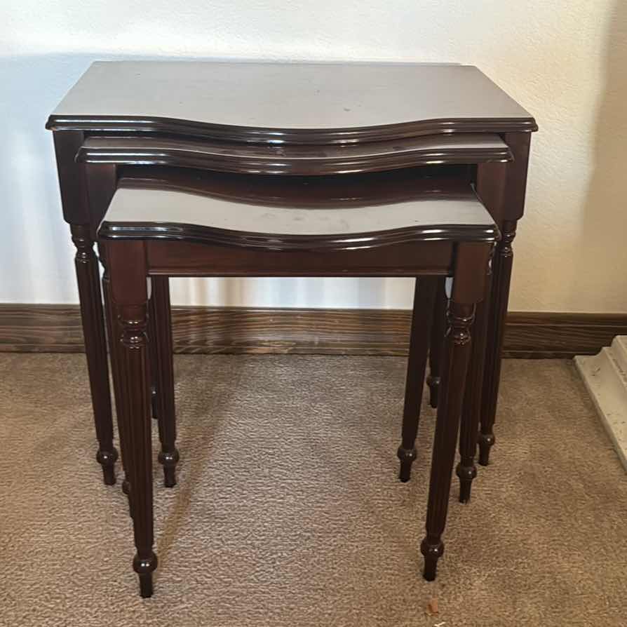 Photo 1 of BOMBAY COMPANY MAHOGANY STACKING NESTING SIDE TABLES