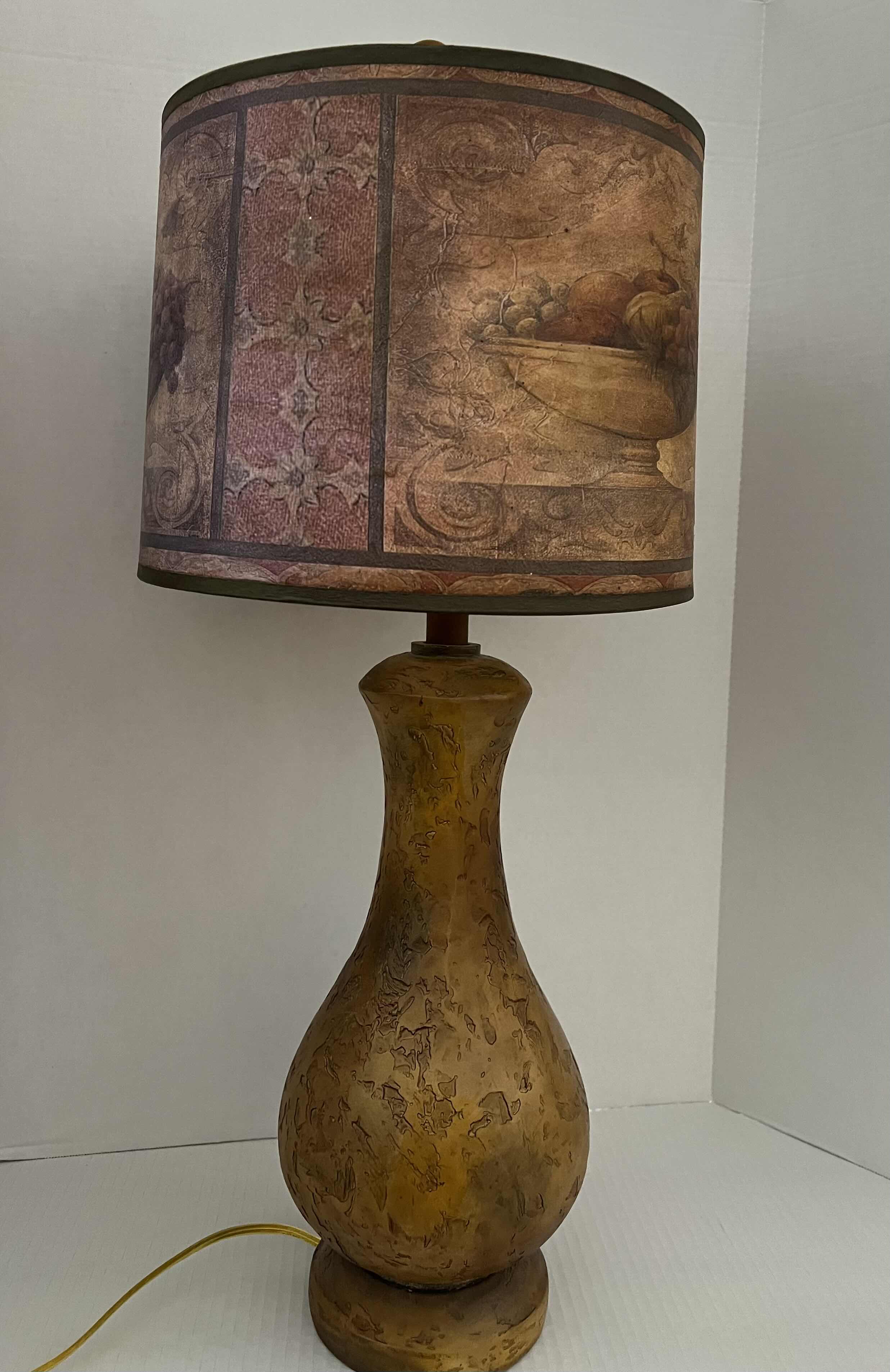 Photo 1 of TUSCAN STYLE,  GOLD AND PLUM COLOR LAMP. H32”