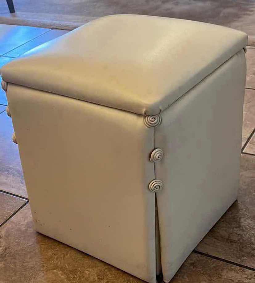 Photo 3 of OFF WHITE LEATHER STOOL 15" x 15" H17"