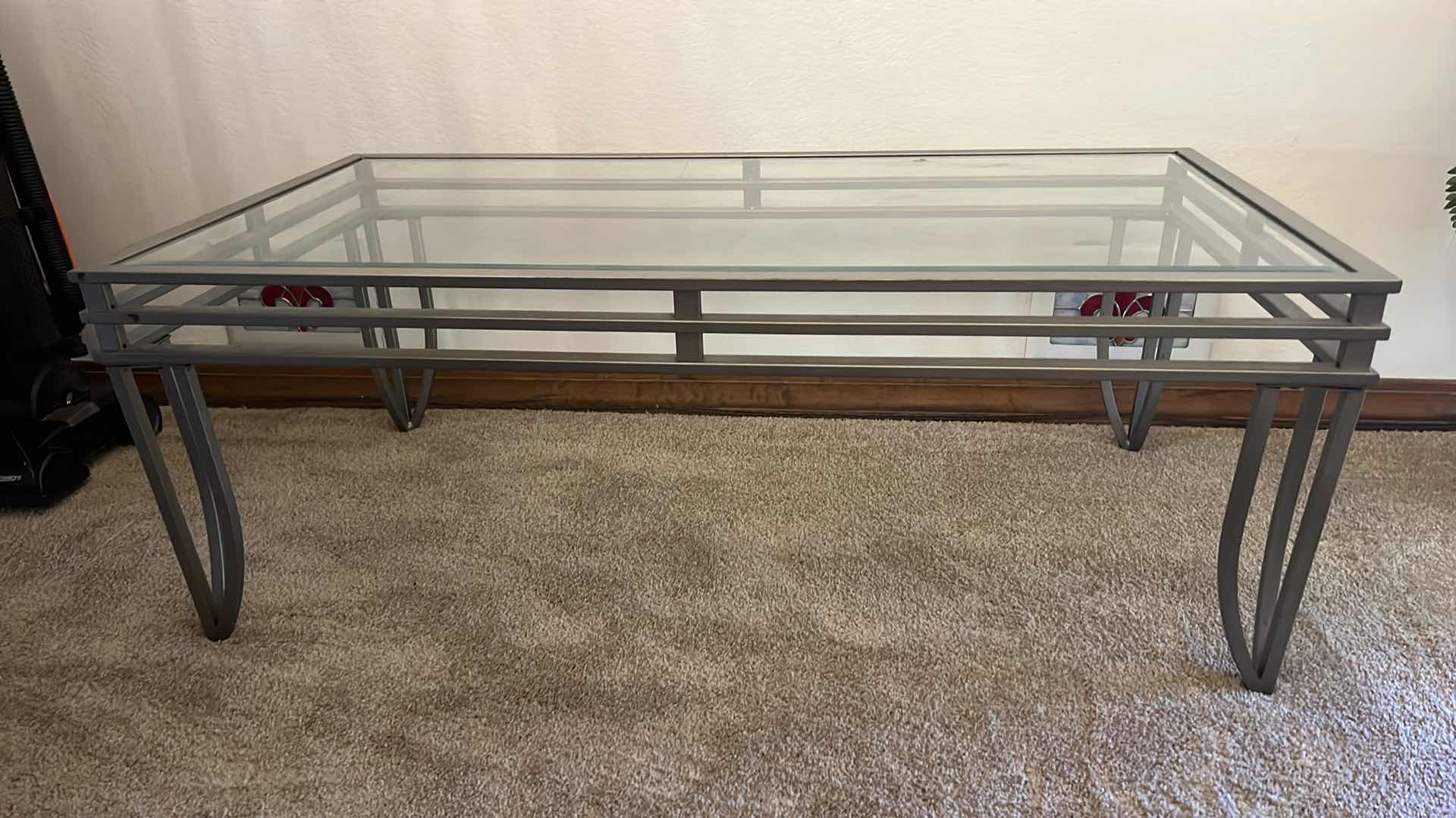 Photo 1 of TEMPERED GLASS TOP SILVER METAL COFFEE TABLE 40" x 26" H19"