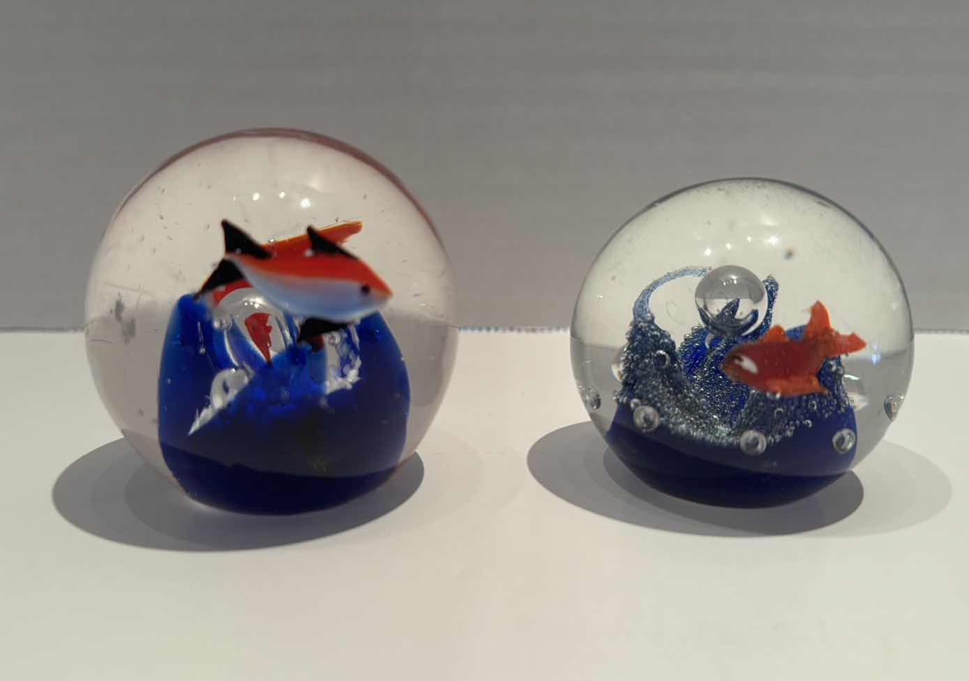 Photo 1 of PAIR OF GLASS MARINE LIFE PAPERWEIGHTS